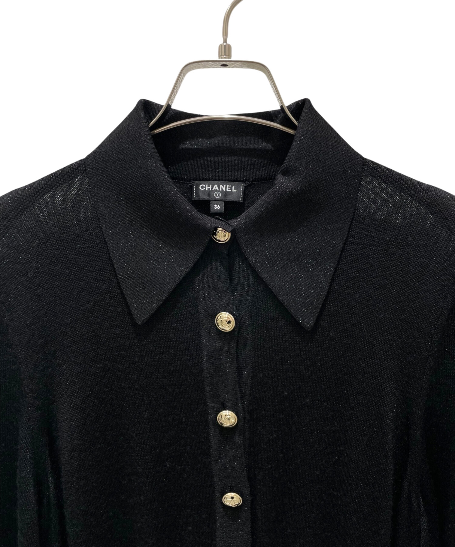 中古・古着通販】CHANEL (シャネル) P65 ココボタンラメニット