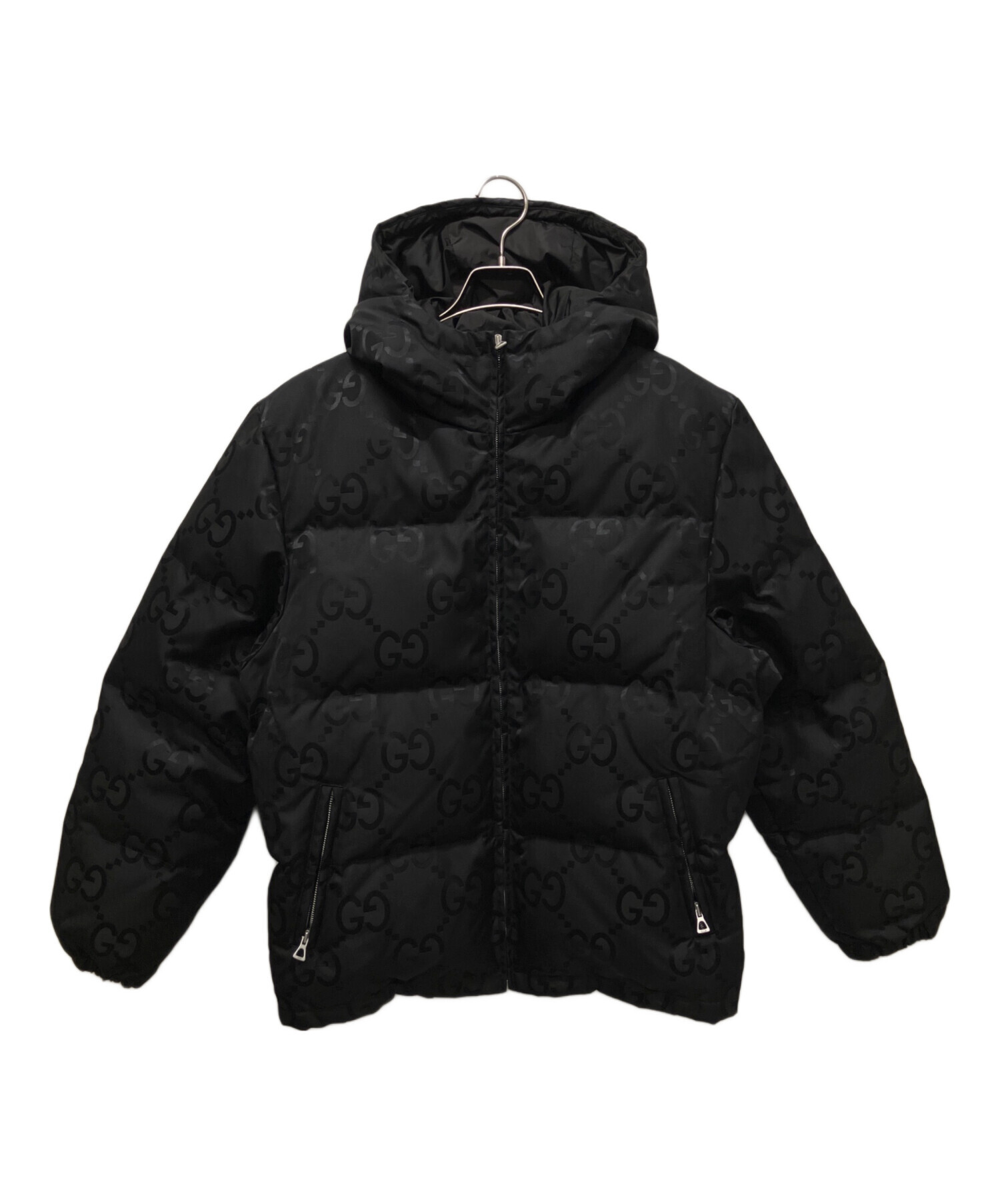 GUCCI ブラック ダウンジャケット 48 中古・古着通販】GUCCI (グッチ) GGジャガードダウンジャケット