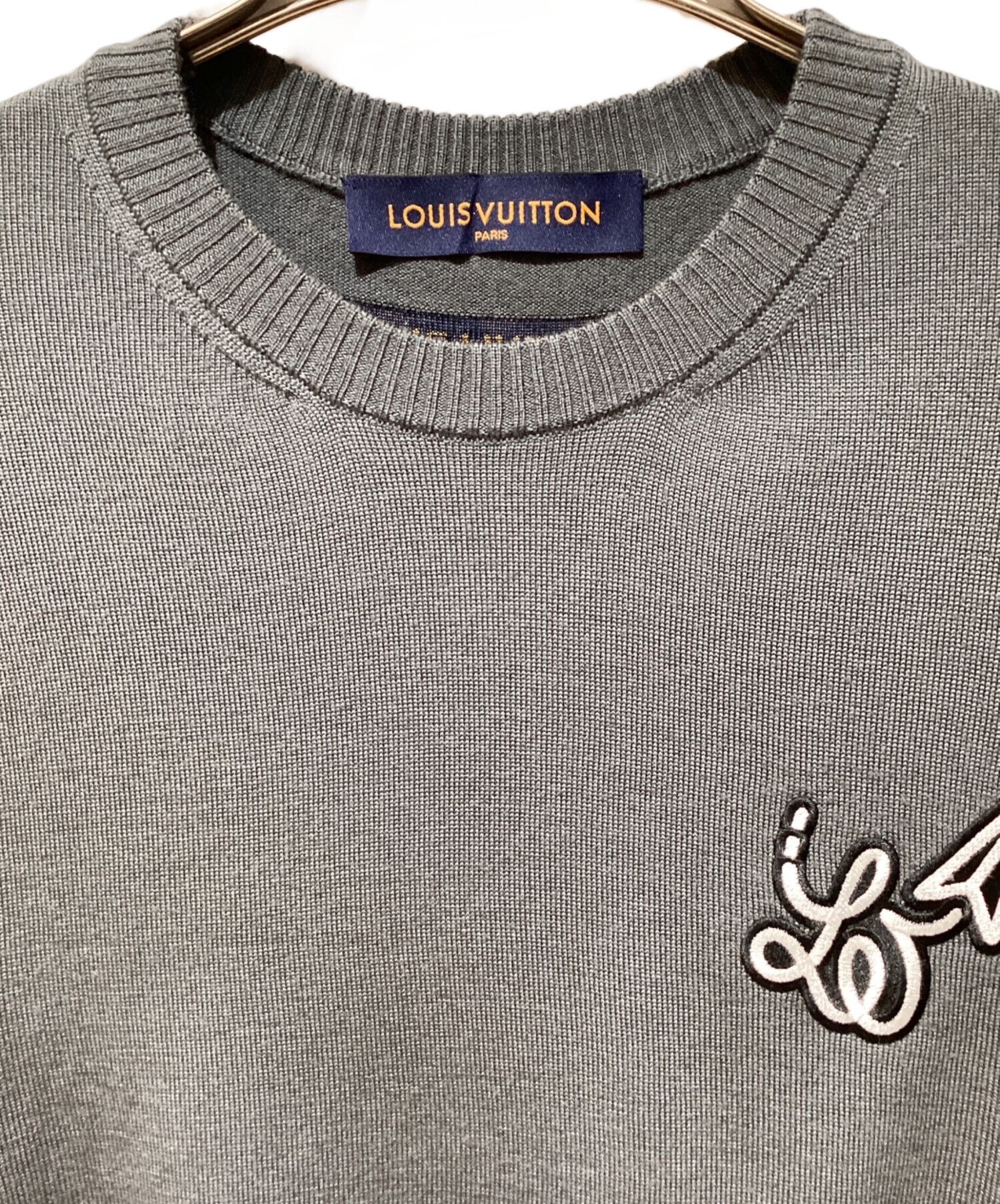 LOUIS VUITTON ロゴ　ニットTシャツ Mサイズ 中古・古着通販】LOUIS VUITTON (ルイ ヴィトン) ロゴ刺繍ニット