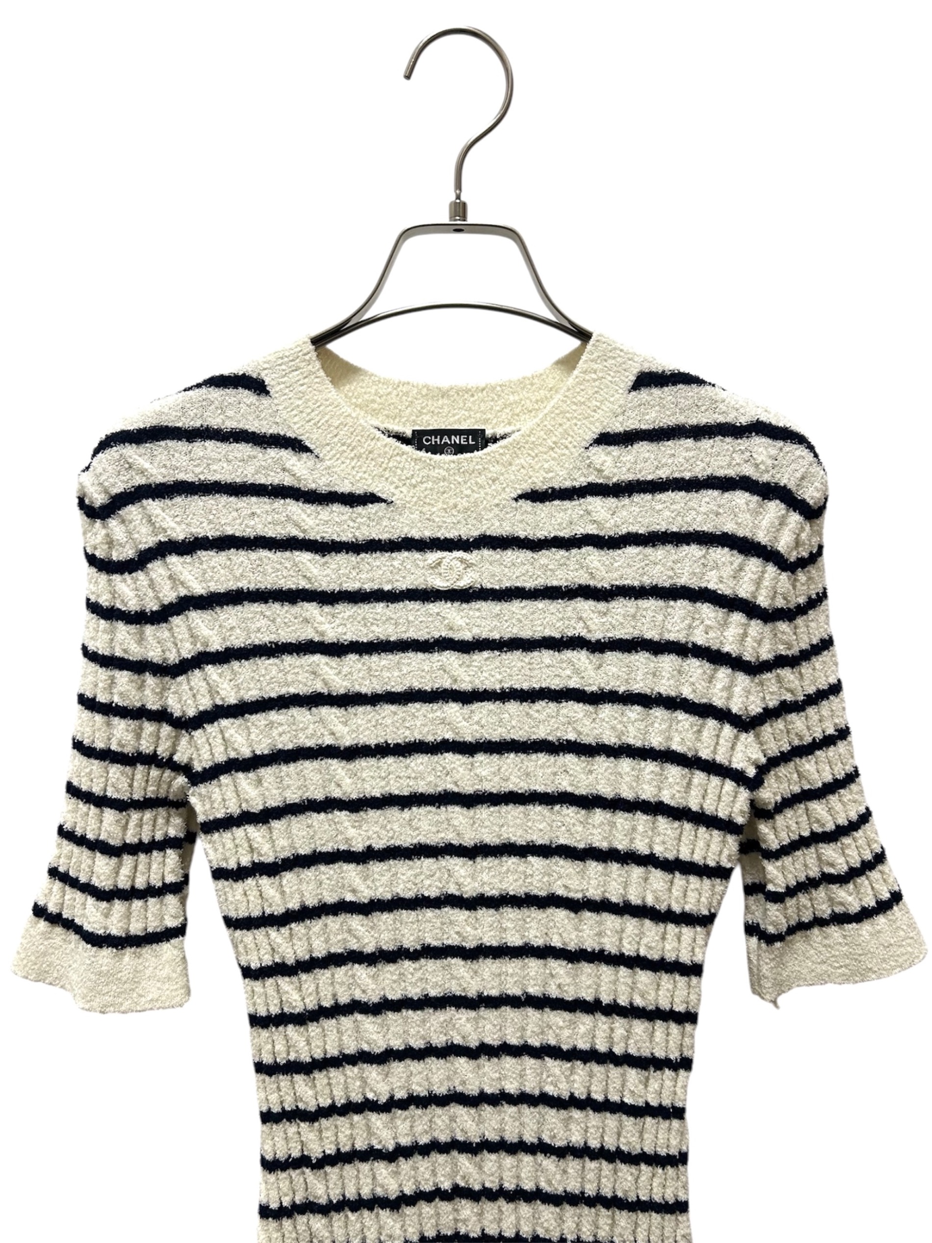 中古・古着通販】CHANEL (シャネル) ココボタンボーダーニット
