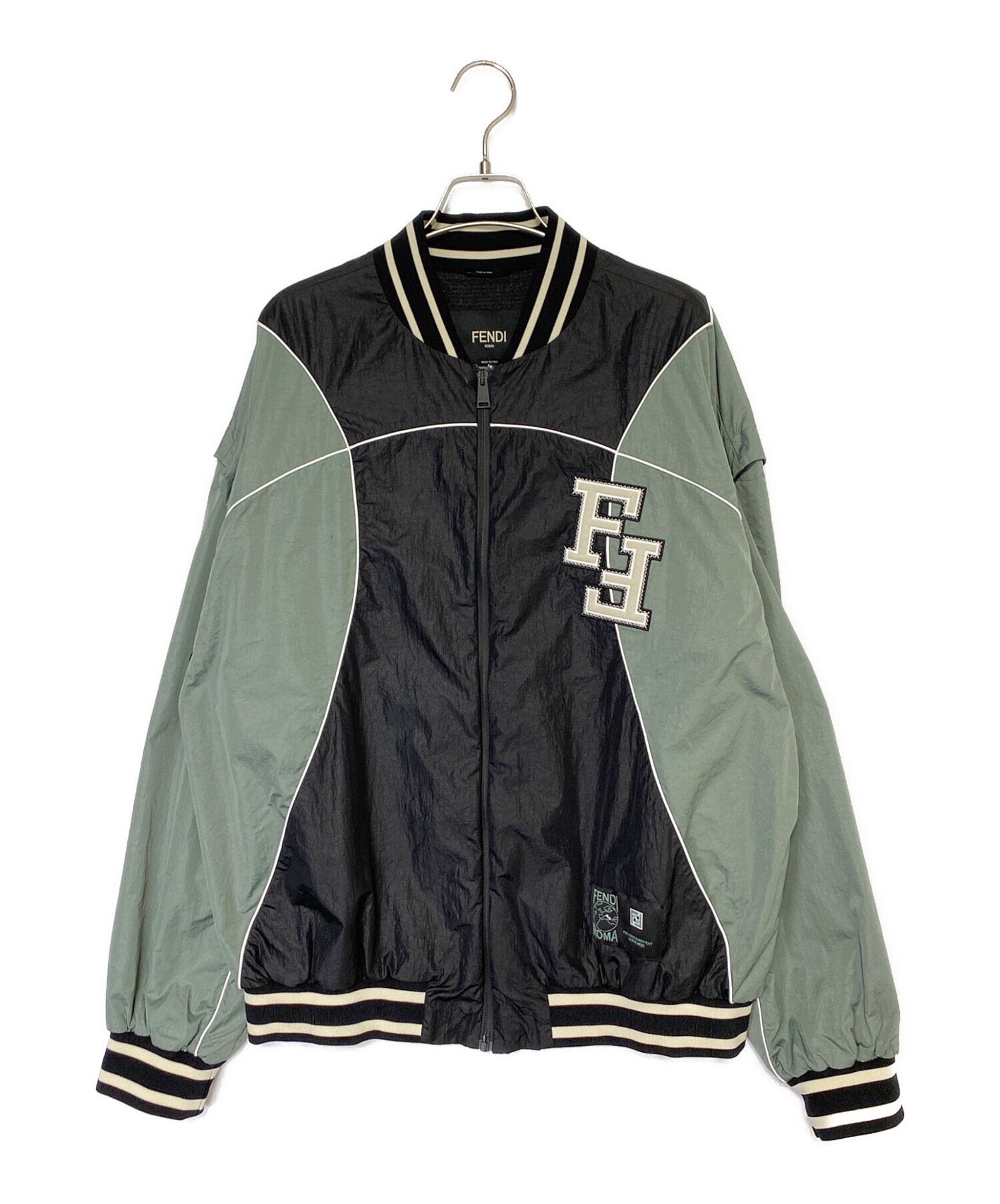 FENDI - 　フェンディ FENDI バゲットバッグ ジップアップジャケット FAN087 ブルー ナイロン メンズ ナイロンジャケット FENDI フェンディ メンズ ナイロンジャケット ナイロン FENDI