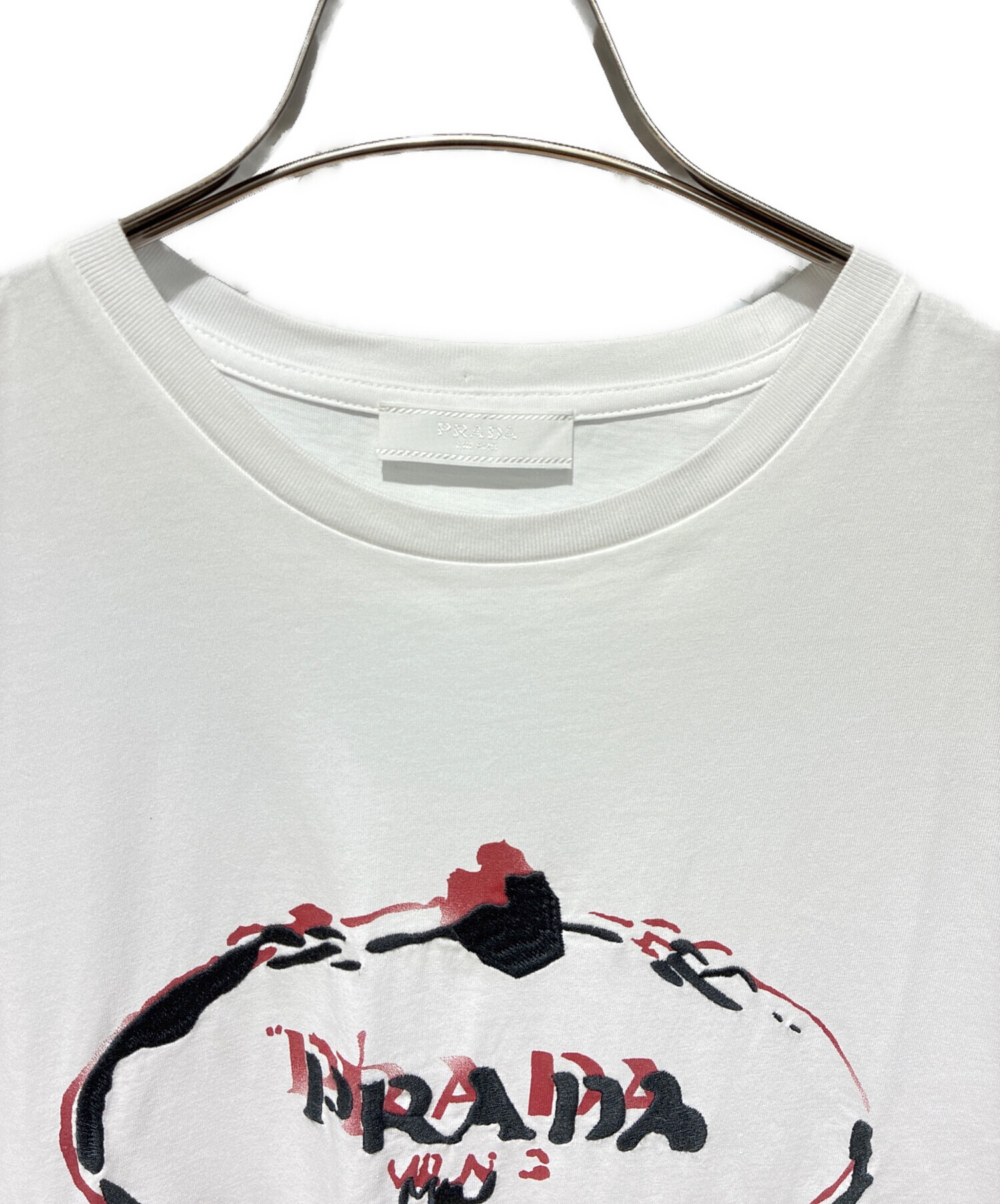 中古・古着通販】PRADA (プラダ) ブランドロゴTシャツ ホワイト サイズ