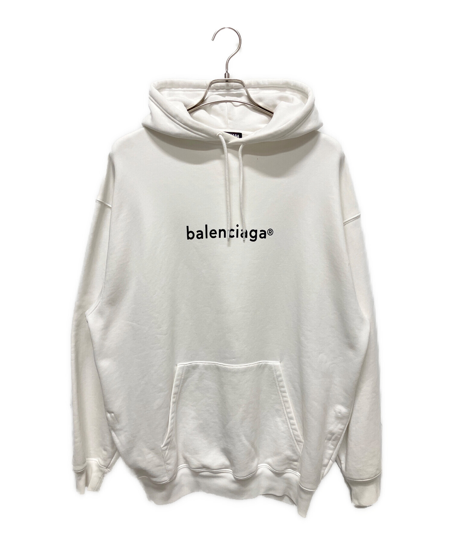 美品✨BALENCIAGA フーディー ロゴプリント プルオーバー ホワイト 中古・古着通販】BALENCIAGA (バレンシアガ) 21SS コピーライト ロゴ