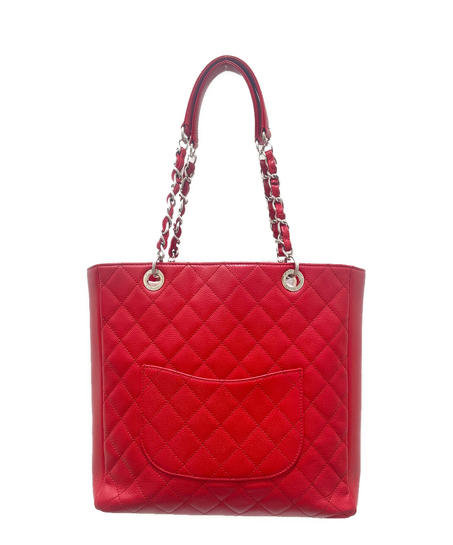 中古・古着通販】CHANEL (シャネル) PSTトートバッグ レッド×シルバー