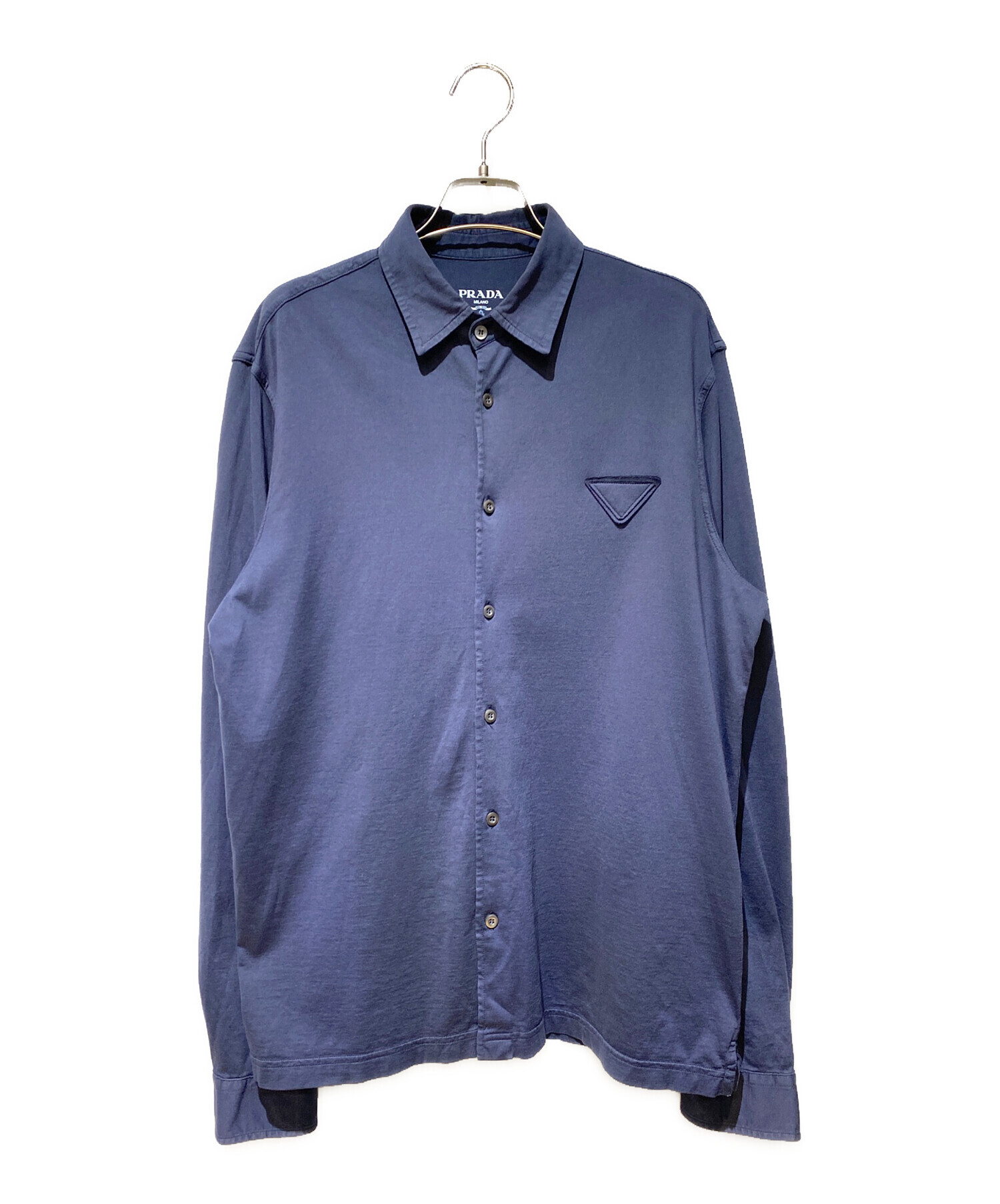 中古・古着通販】PRADA (プラダ) エンブレムロゴシャツ ネイビー