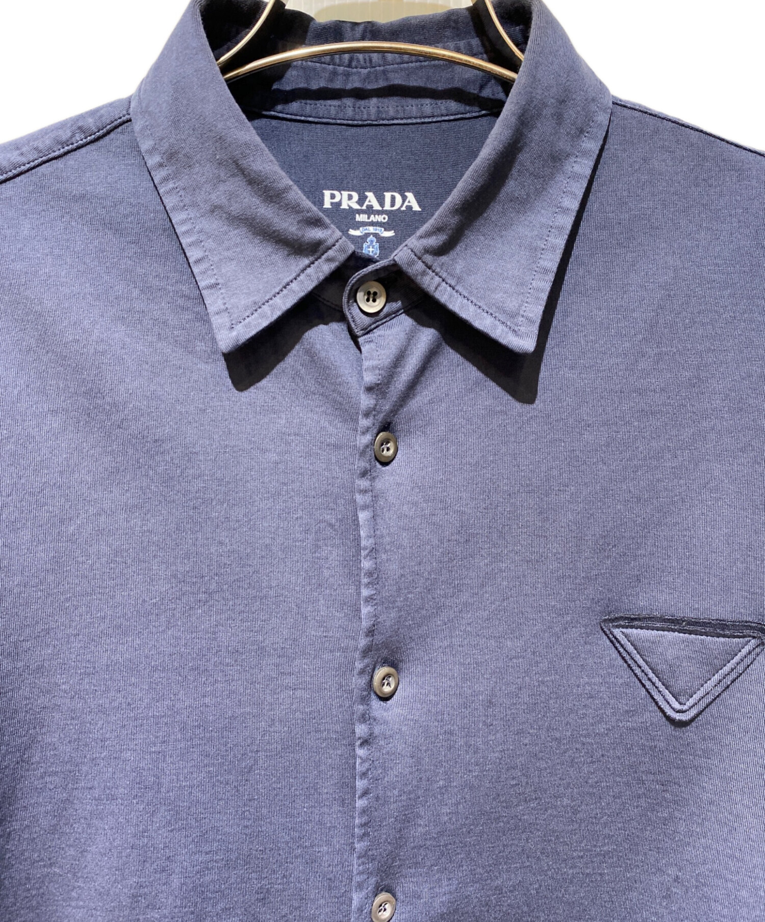 中古・古着通販】PRADA (プラダ) エンブレムロゴシャツ ネイビー