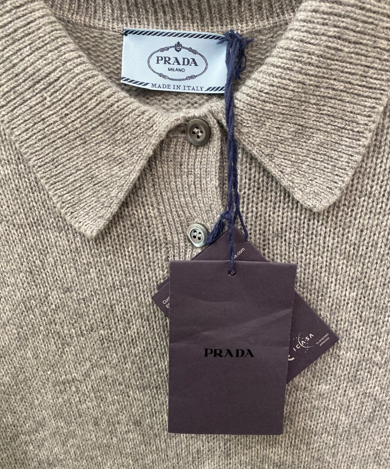 中古・古着通販】PRADA (プラダ) トライアングルロゴニットポロシャツ