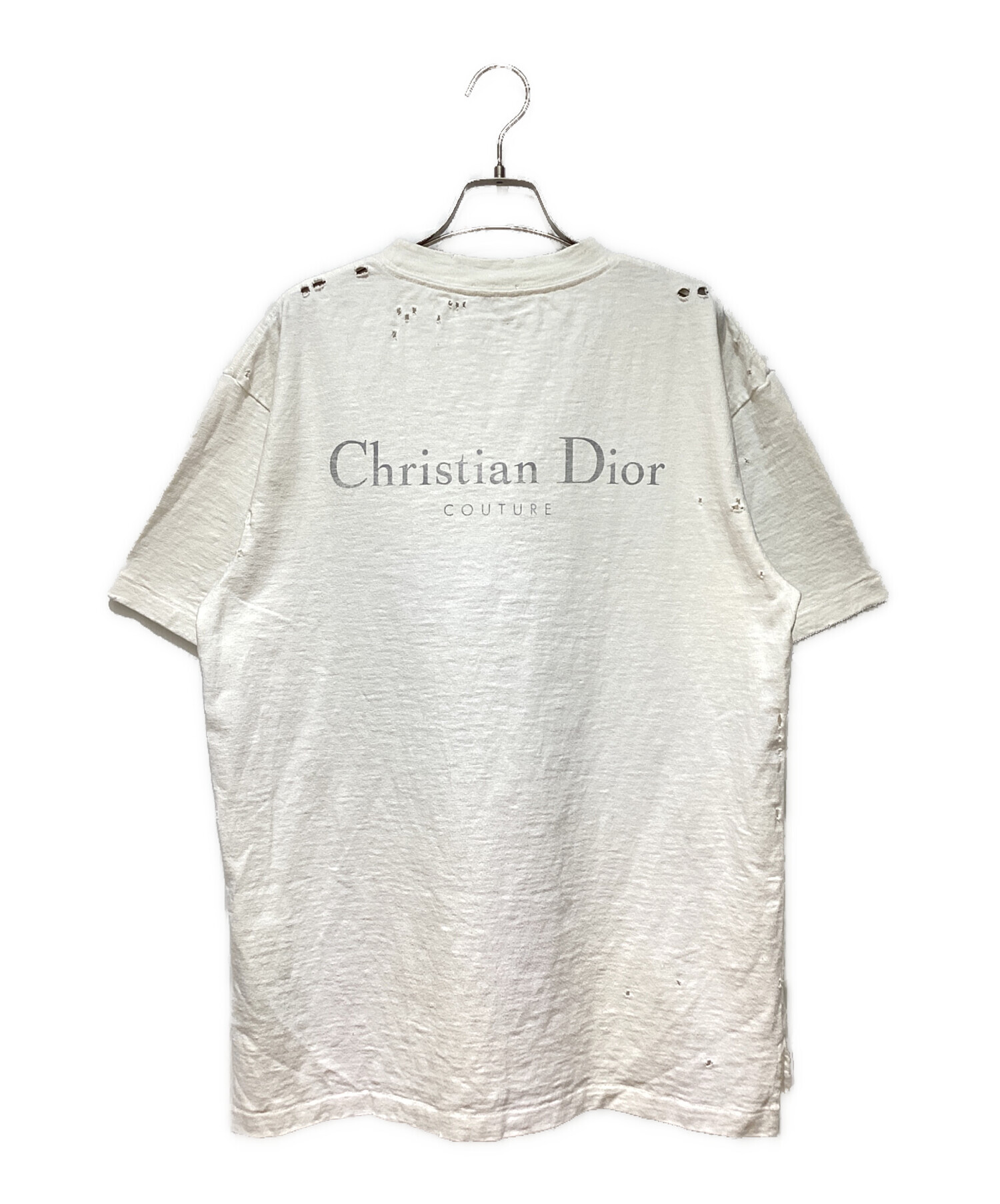 美品　Christian Dior ダメージ加工 Tシャツ 中古・古着通販】Dior (ディオール) ダメージ加工Tシャツ ホワイト