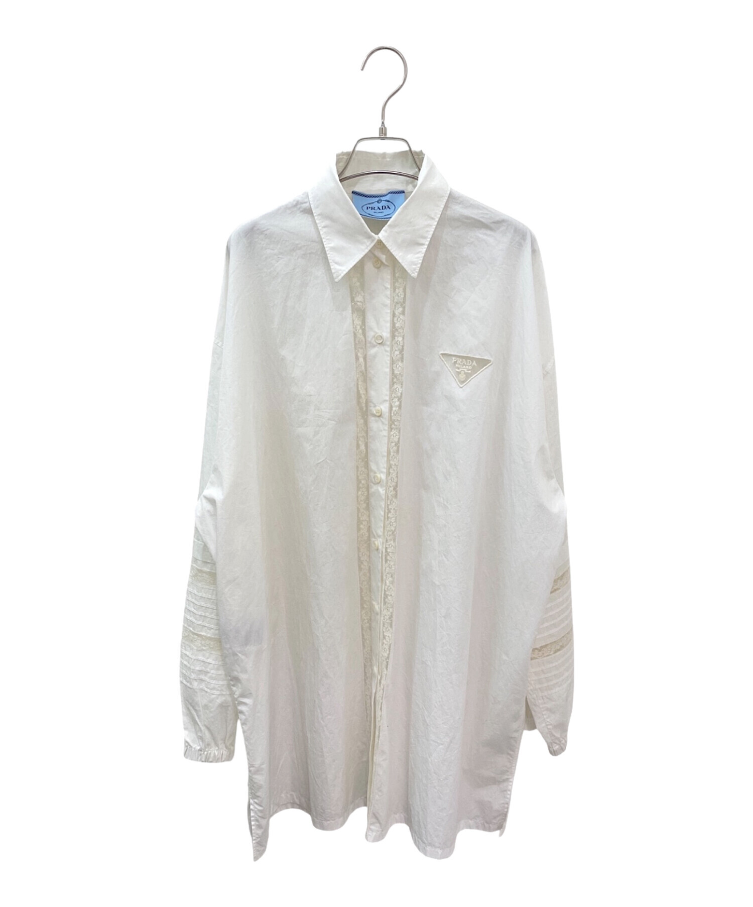 中古・古着通販】PRADA (プラダ) レースシャツワンピース ホワイト