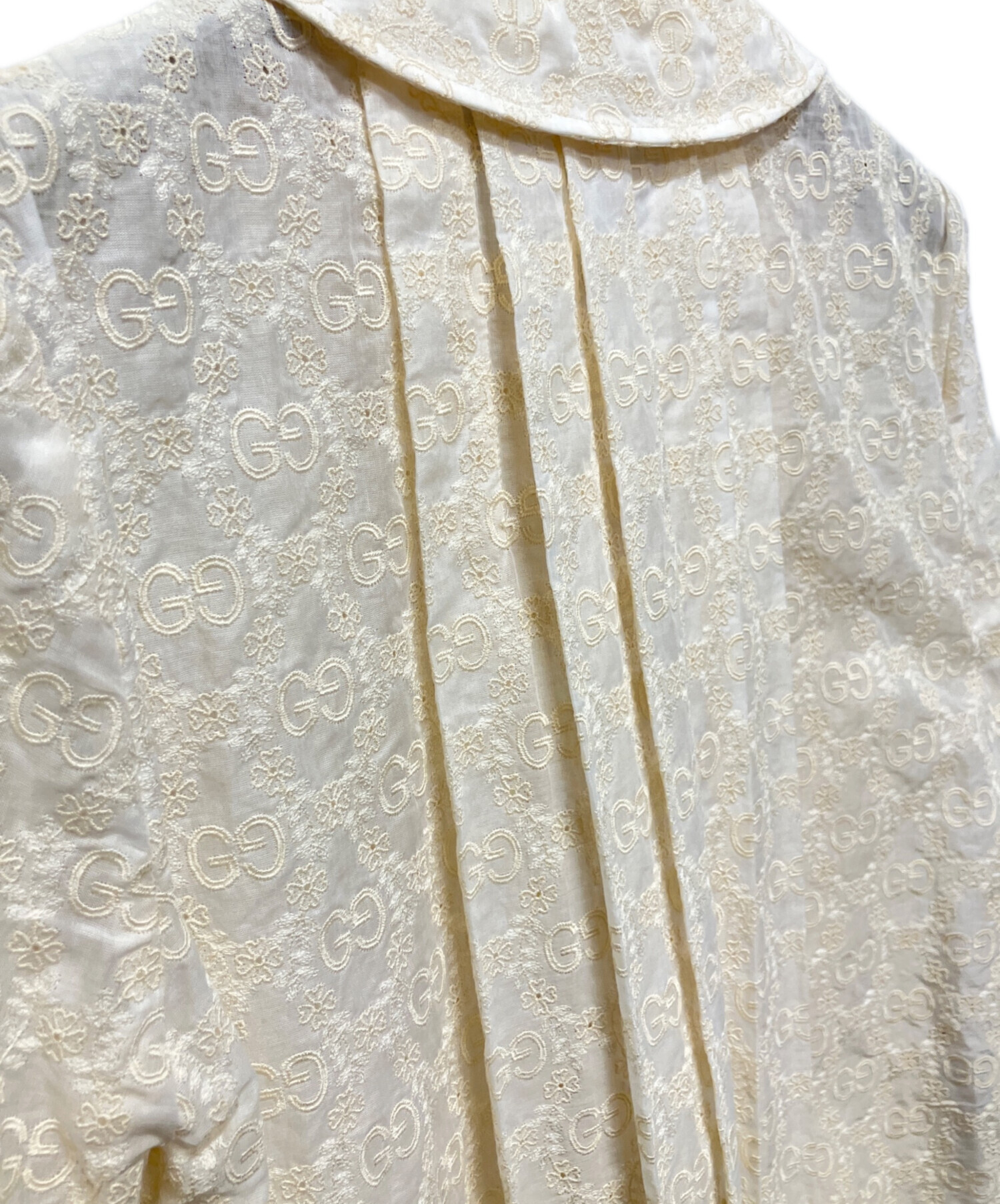 中古・古着通販】GUCCI (グッチ) GGレースブラウス ベージュ サイズ:36 