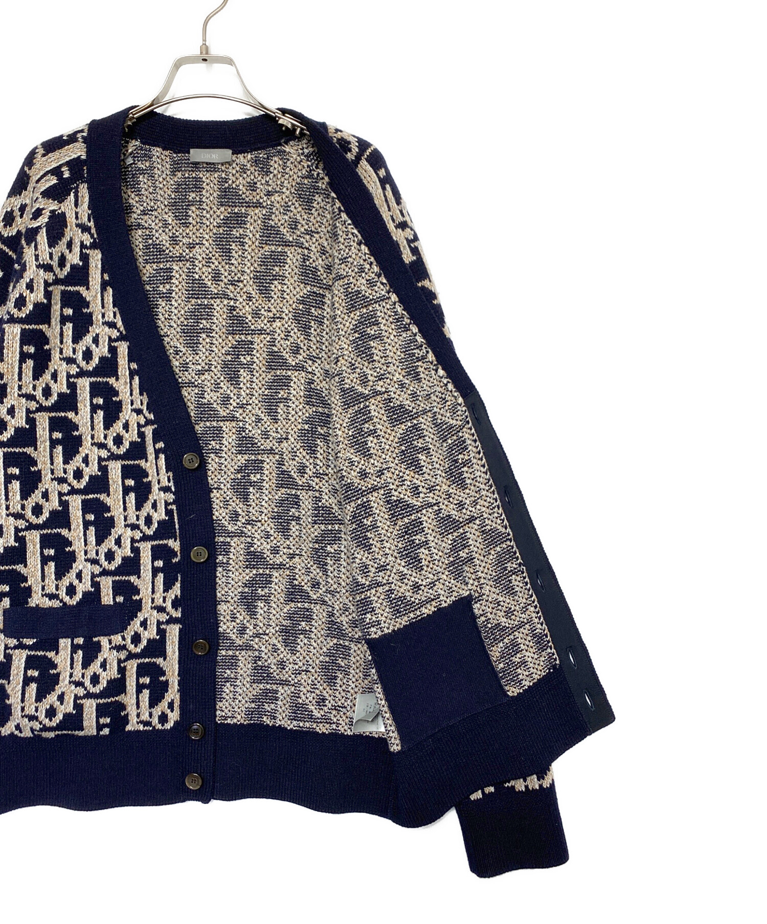 DIOR（ディオール） オブリーク総柄 ウール ニット カーディガン　Mサイズ 中古・古着通販】Dior (ディオール) オブリークカーディガン サイズ:L