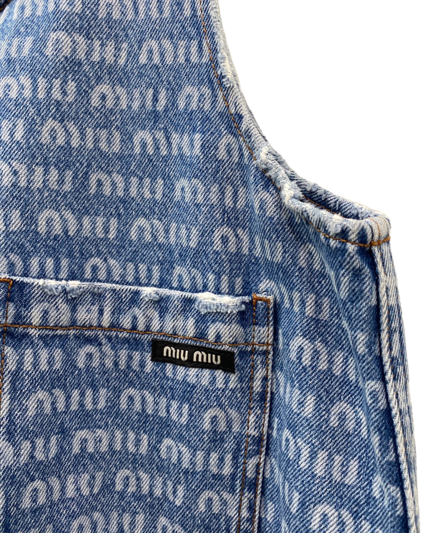 miu miu デニムワンピース 中古・古着通販】MIU MIU (ミュウミュウ) ロゴデニムドレス サイズ:38