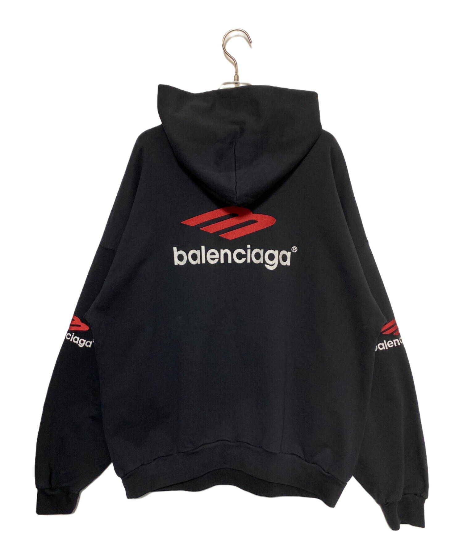 バレンシアガ キャンペーンロゴ パーカー balenciaga 。 美品✨】BALENCIAGA バレンシアガ キャンペーンロゴ パーカー黒 S