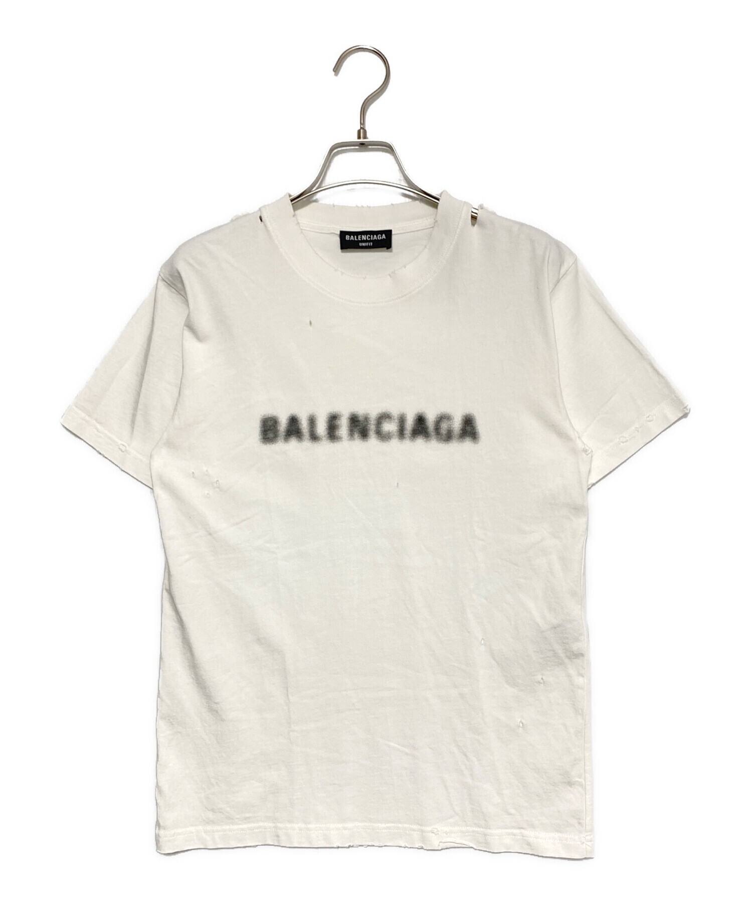 中古・古着通販】BALENCIAGA (バレンシアガ) ダメージ加工ロゴTシャツ