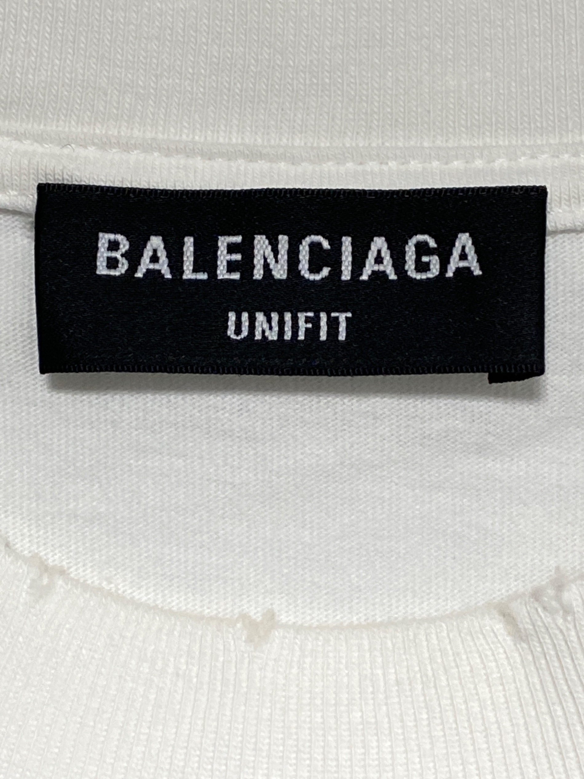 中古・古着通販】BALENCIAGA (バレンシアガ) ダメージ加工ロゴTシャツ