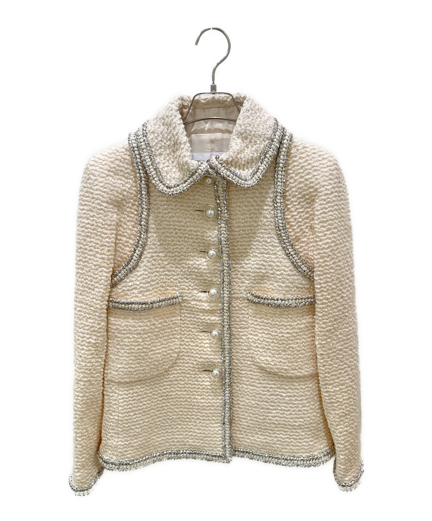 シャネルスーツCHANEL セットアップココボタンツイード淵リネン