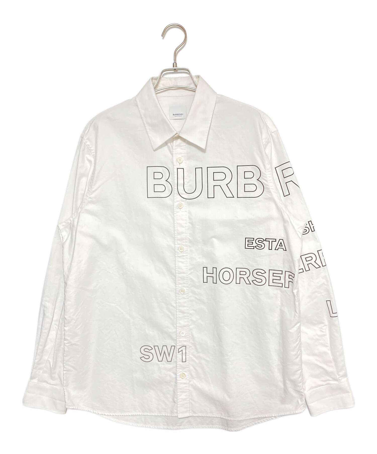 【美品】BURBERRY ホースフェリー ロゴプリント シャツ M ホワイト 中古・古着通販】BURBERRY (バーバリー) ホースフェリーロゴシャツ