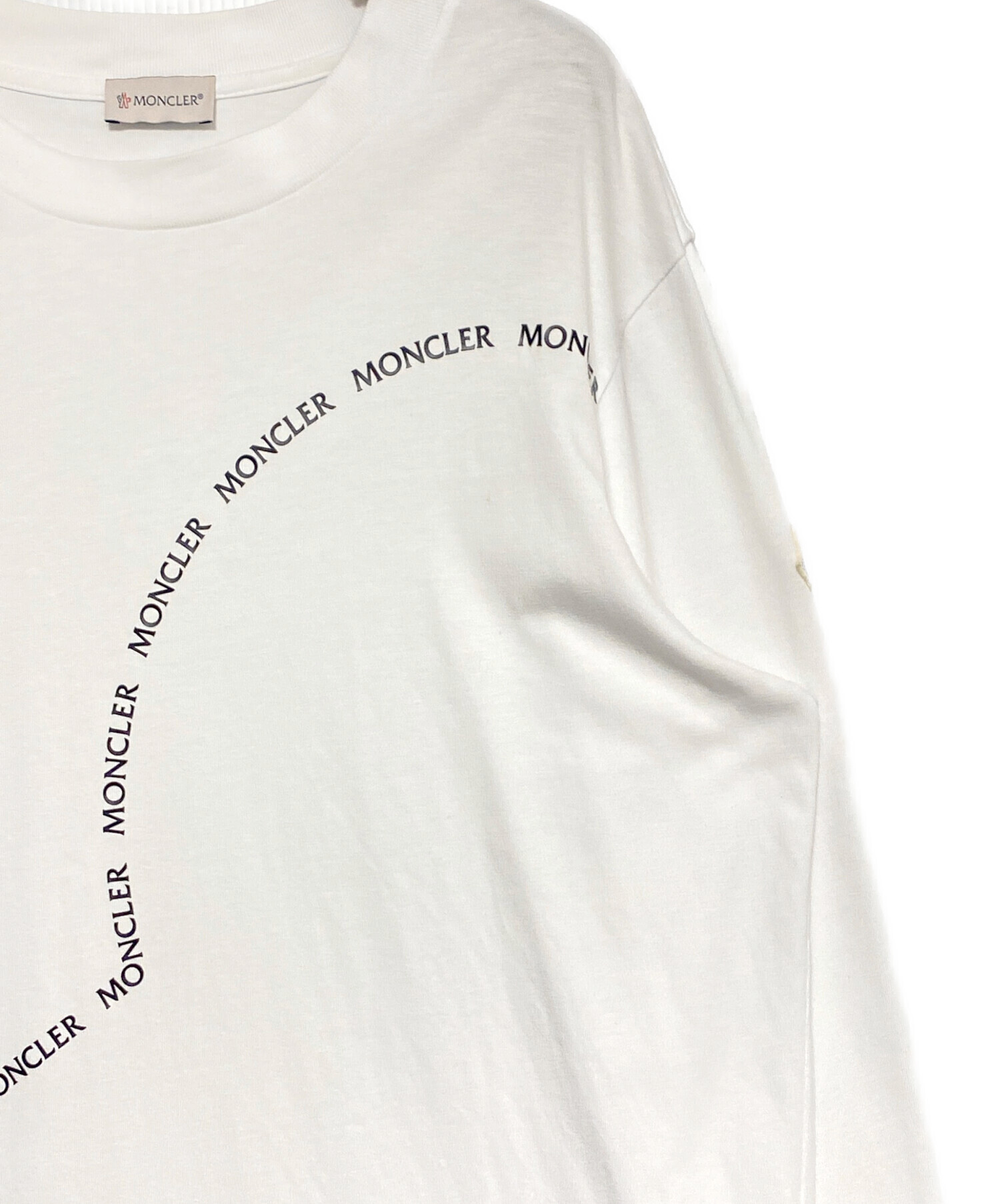 美品〕モンクレール サイドロゴ ホワイト S Tシャツ ジャパンタグ