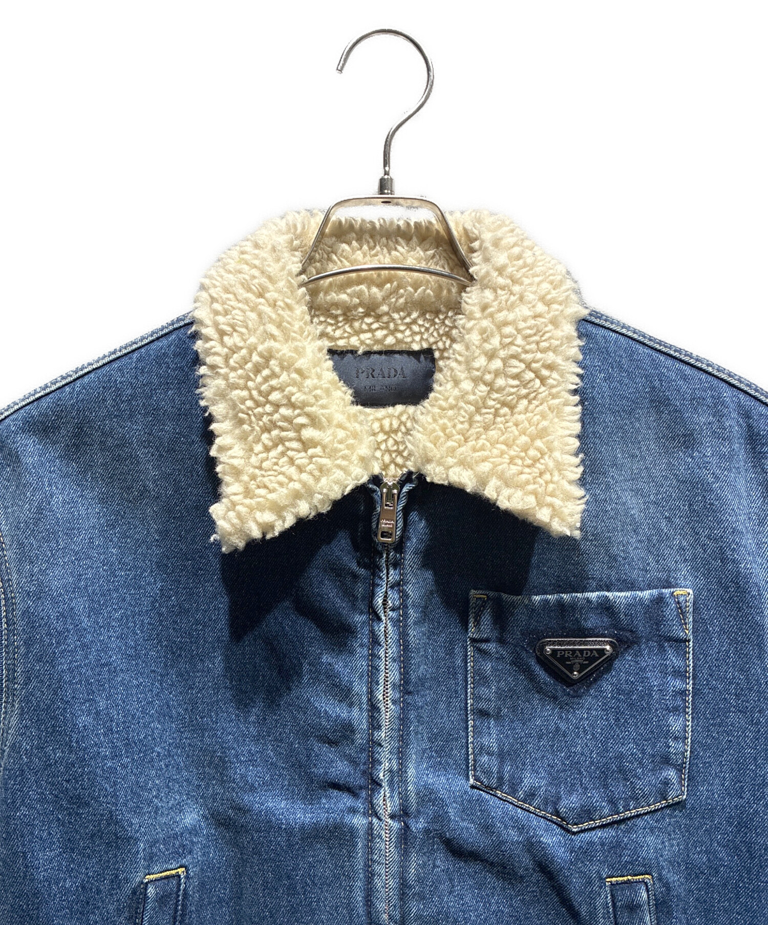 中古・古着通販】PRADA (プラダ) ロゴプレートデニムボアジャケット