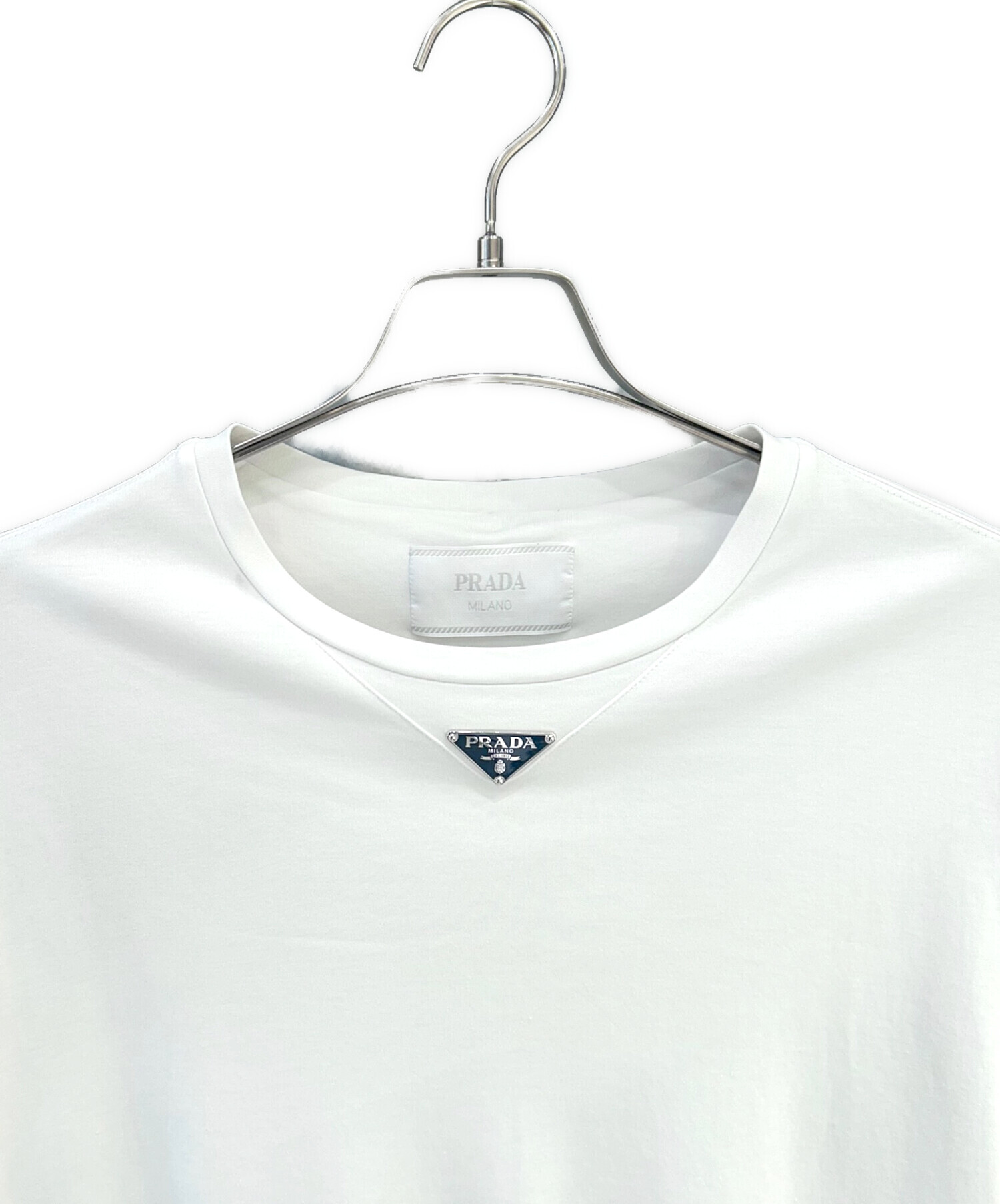 中古・古着通販】PRADA (プラダ) トライアングルロゴプレートTシャツ