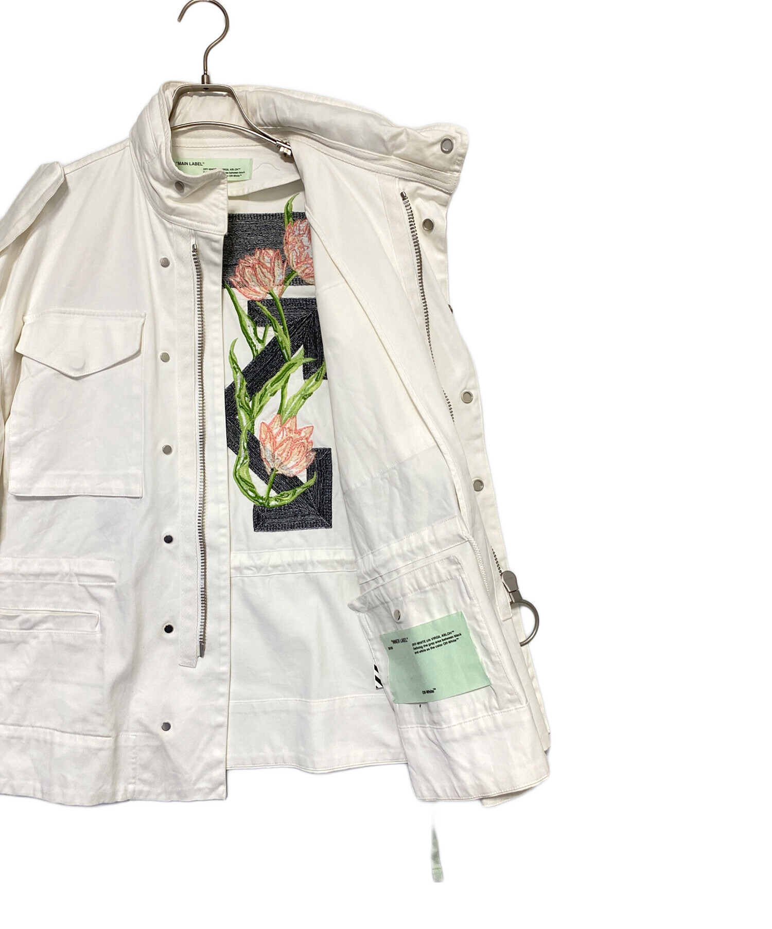 中古・古着通販】OFFWHITE (オフホワイト) ローズ刺繍ミリタリー 