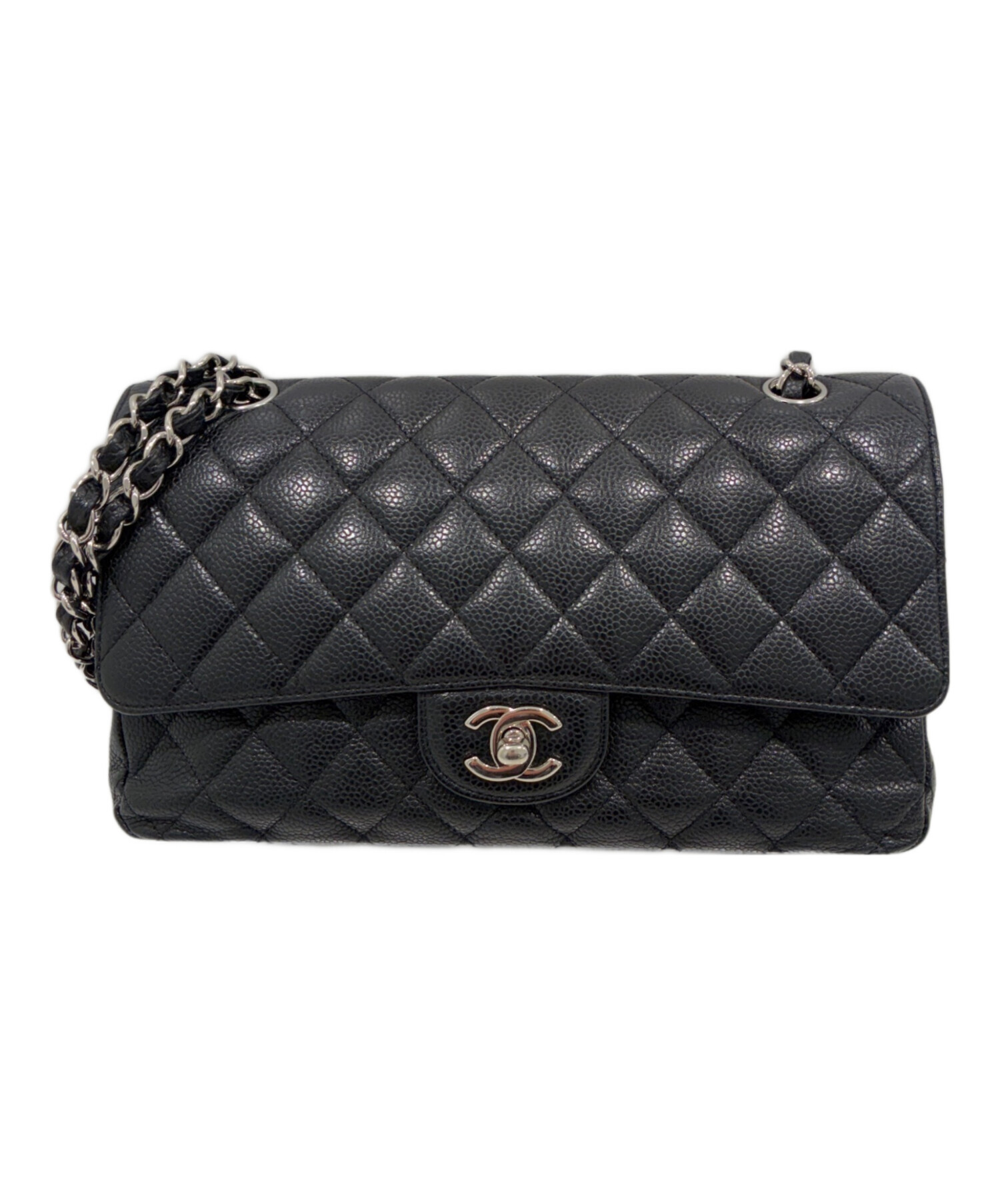 シャネル CHANEL マトラッセ Wフラップ チェーンショルダーバッグ 黒 