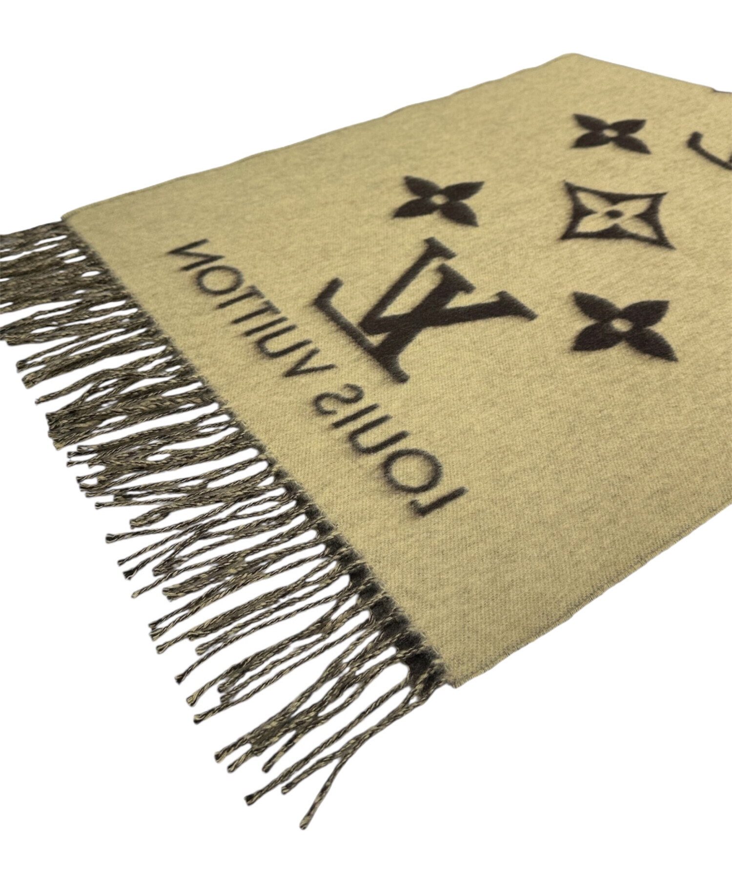 LOUIS VUITTON カシミヤ マフラー ブラウン/ベージュ 中古・古着通販】LOUIS VUITTON (ルイ ヴィトン) カシミヤマフラー
