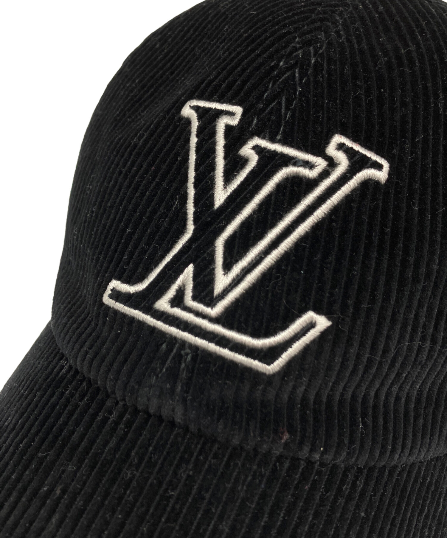 LOUIS VUITTON ブラック コーデュロイキャップ LOUIS VUITTON ブラック コーデュロイキャップ