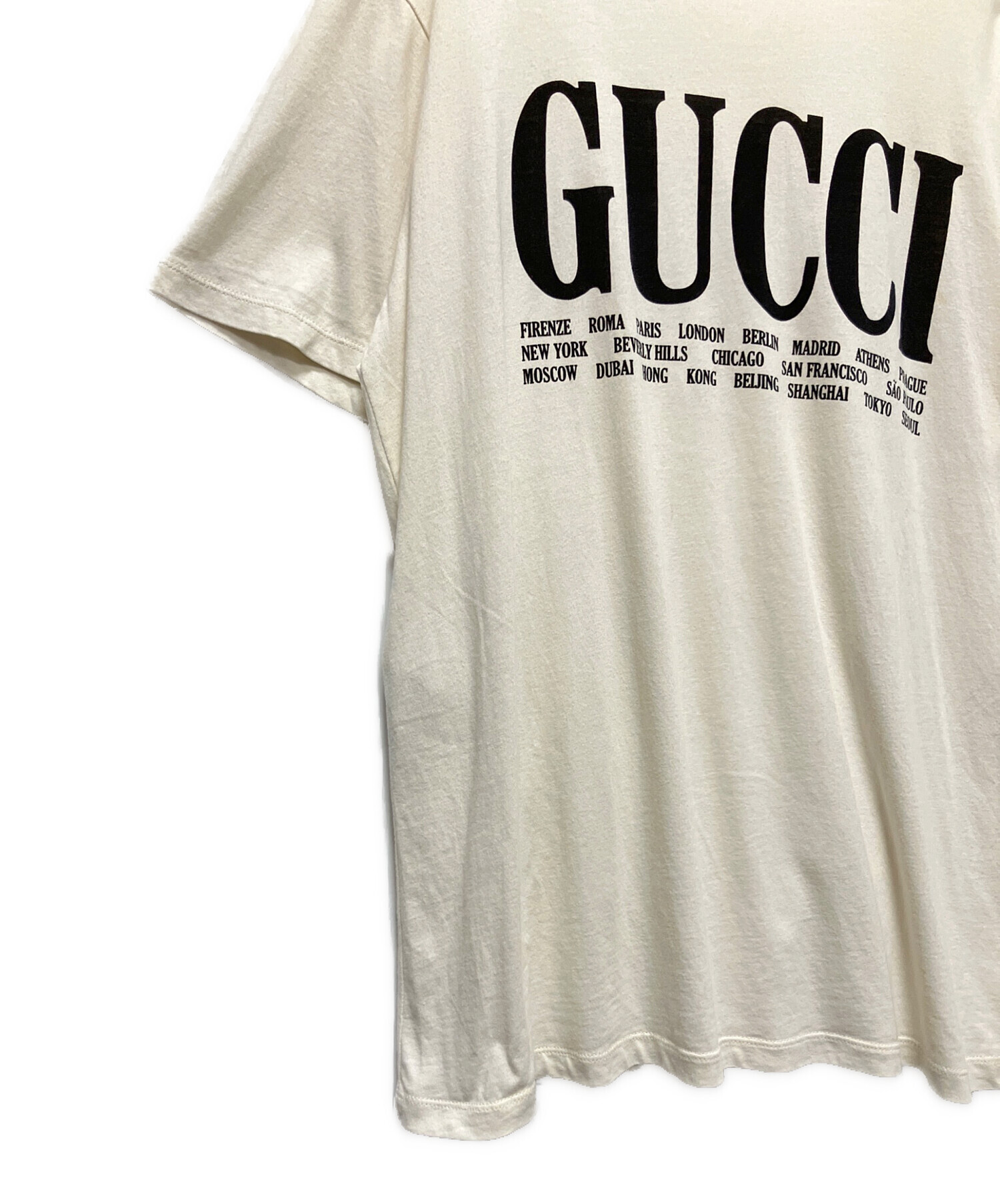 中古・古着通販】GUCCI (グッチ) シティ ロゴプリントTシャツ ベージュ
