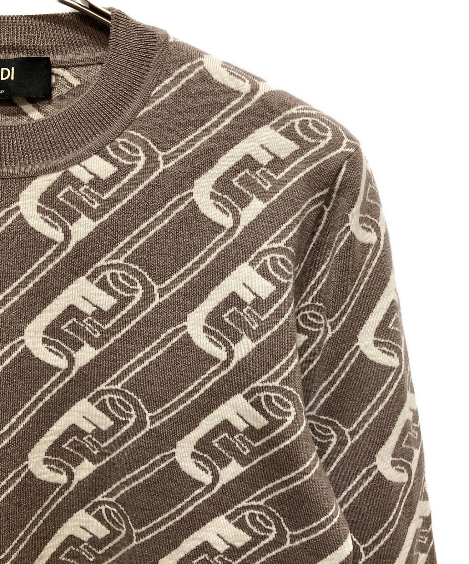 FENDI 16AW 国内正規品 ニット切替 カシミヤ混ウールブルゾン 46 中古・古着通販】FENDI (フェンディ) O'Lock-Intarsia Wool Sweater