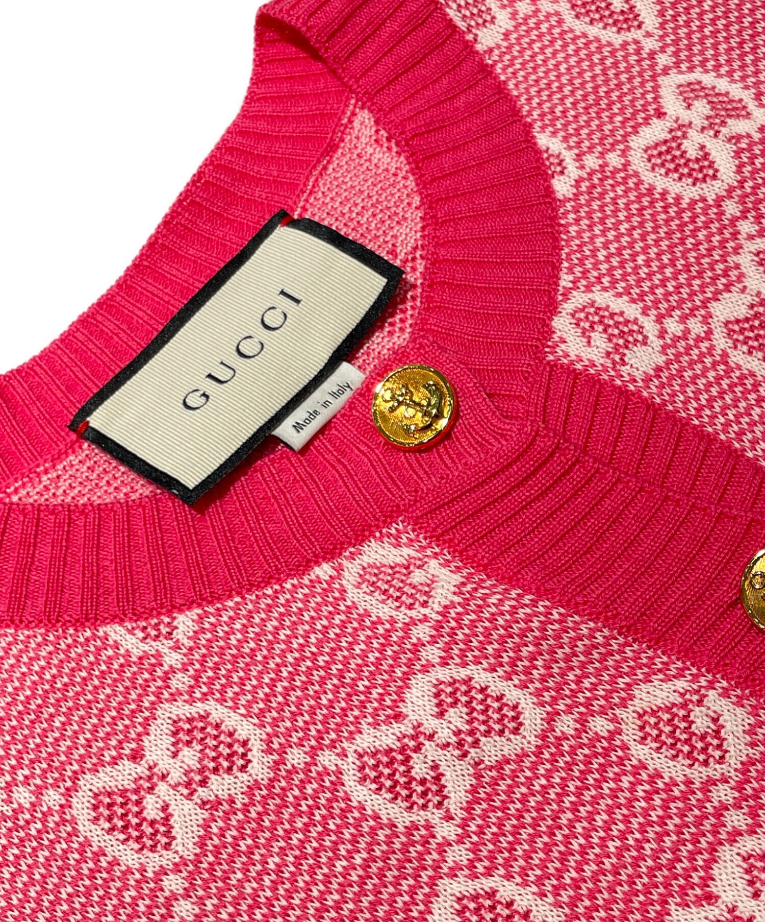 中古・古着通販】GUCCI (グッチ) GGジャガード カーディガン ピンク