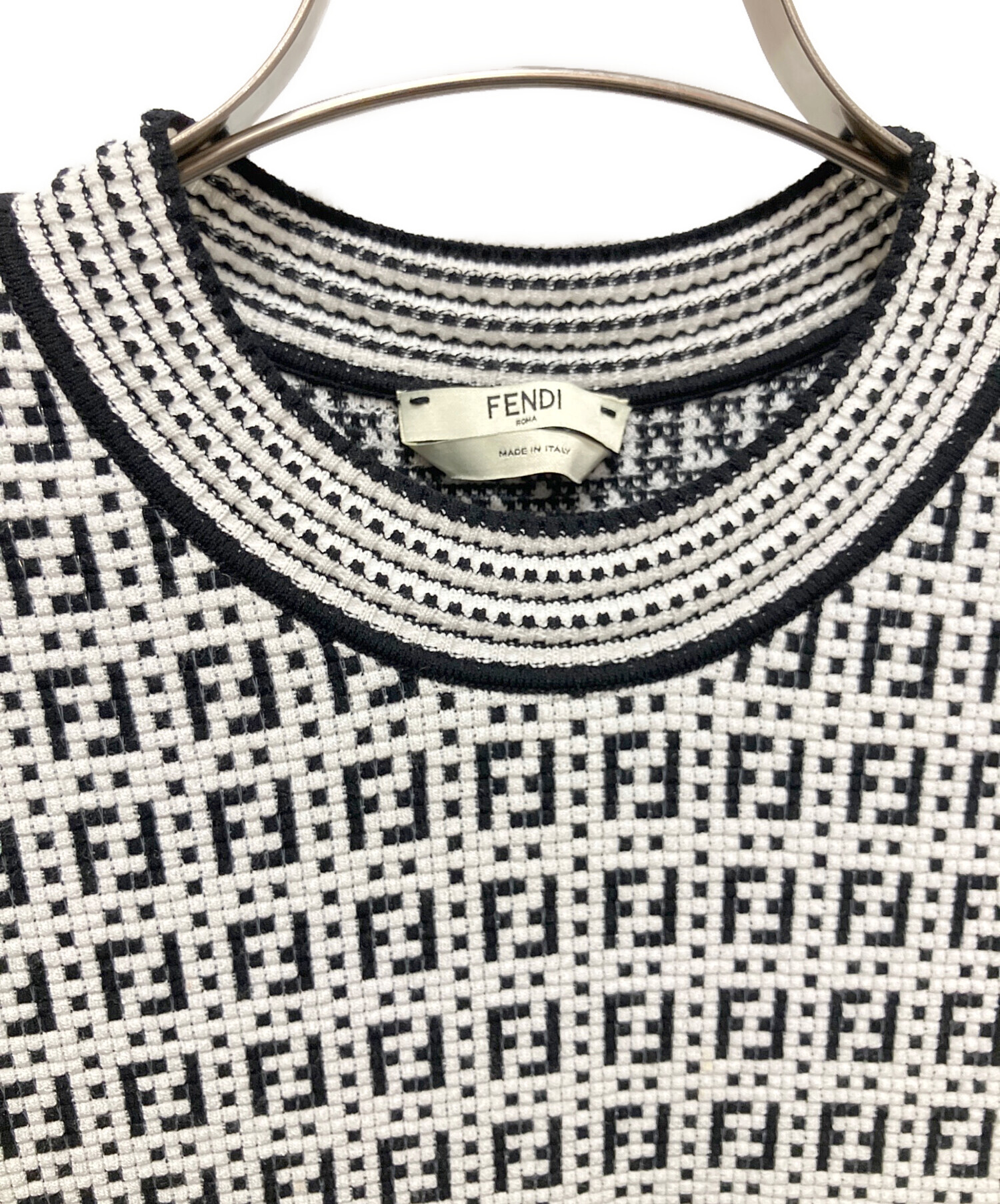 中古・古着通販】FENDI (フェンディ) ズッカ半袖ニット ホワイト