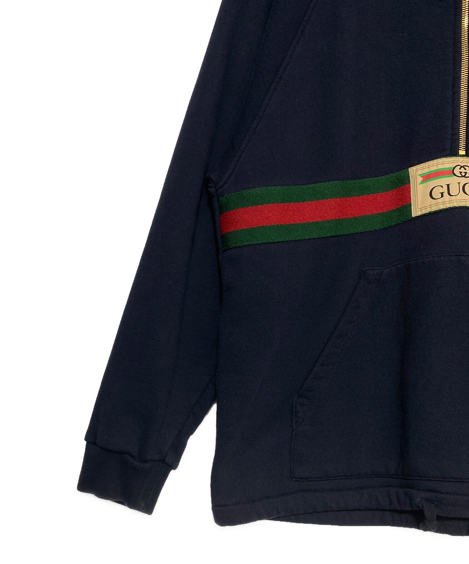 GUCCI グッチ シェリーライン パーカー ハーフジップ Mサイズ ネイビー 超人気モデル】GUCCIグッチ/ハーフジップパーカー/シェリーライン/現行