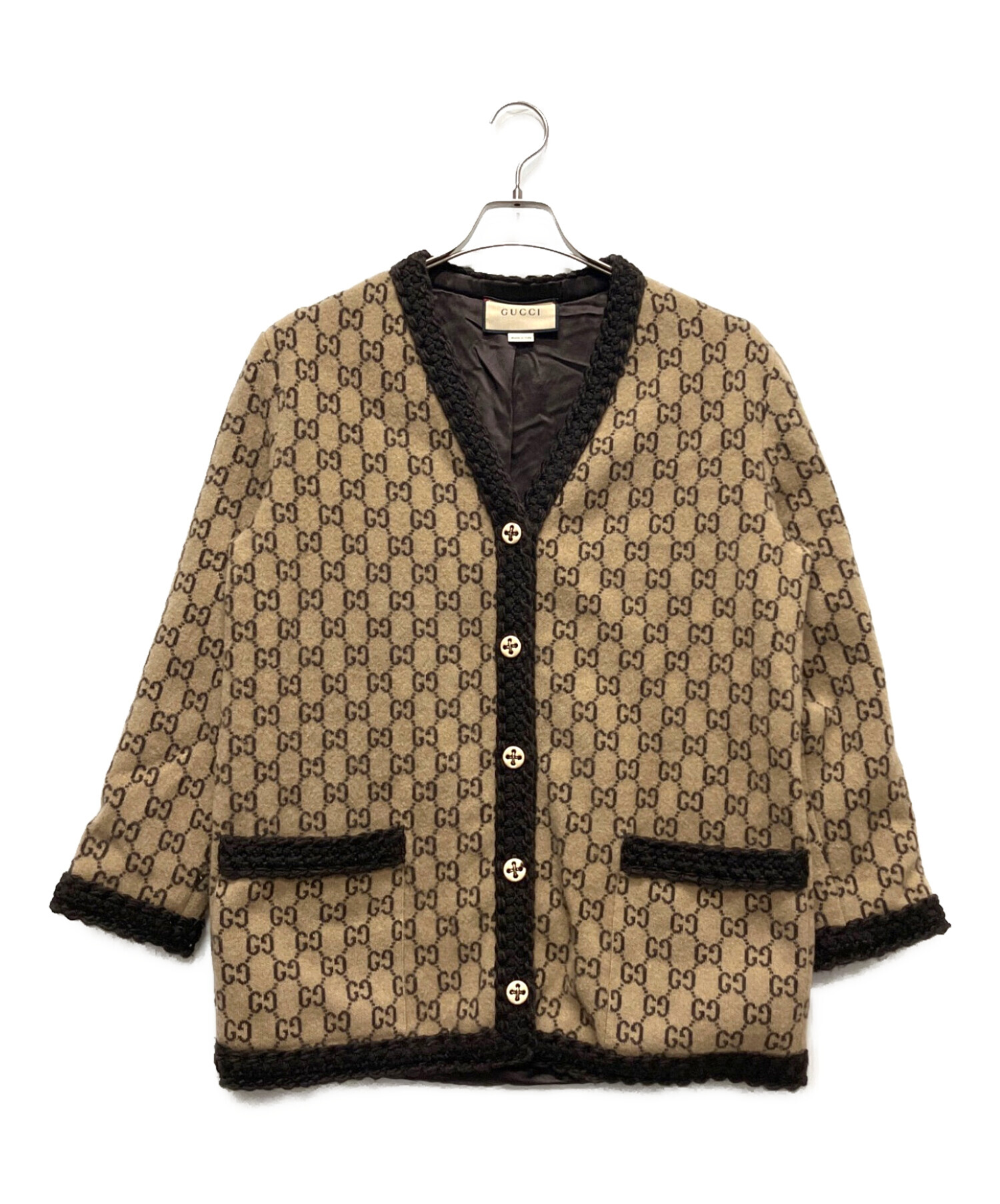 中古・古着通販】GUCCI (グッチ) GGウールカーディガン ブラウン 