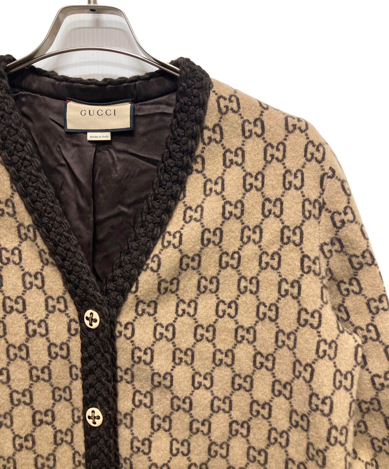 中古・古着通販】GUCCI (グッチ) GGウールカーディガン ブラウン 