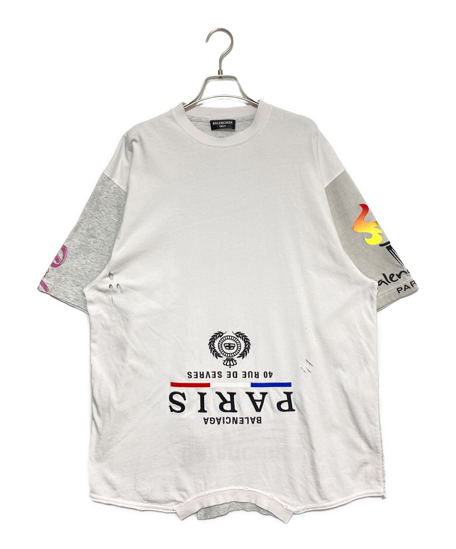 超美品 正規品 バレンシアガ Tシャツ スプレーロゴ ぼかしロゴ グレー 超美品 正規品 バレンシアガ Tシャツ スプレーロゴ ぼかしロゴ グレー