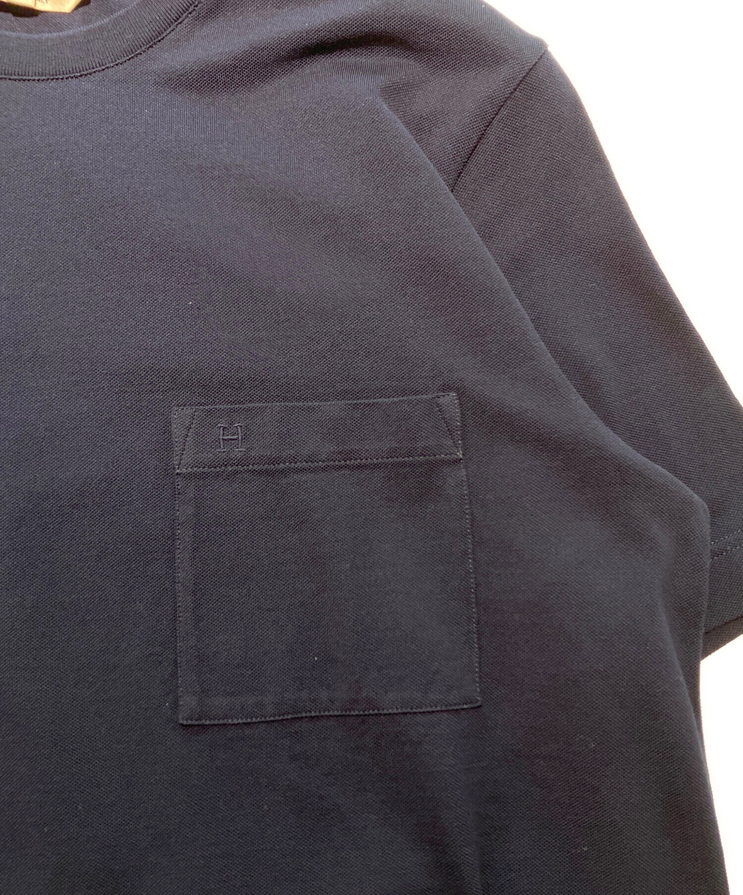 中古・古着通販】HERMES (エルメス) 鹿の子 ポケットTシャツ ネイビー 