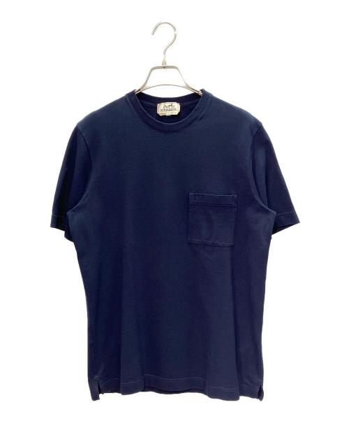 中古・古着通販】HERMES (エルメス) 鹿の子 ポケットTシャツ ネイビー 