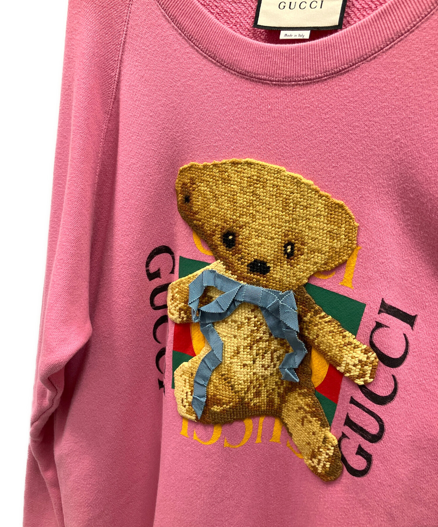 中古・古着通販】GUCCI (グッチ) テディベアリボンスウェット ピンク