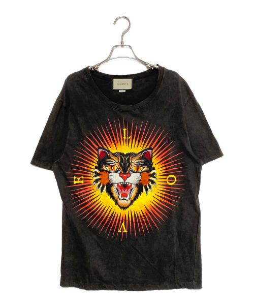 中古・古着通販】GUCCI (グッチ) タイガー刺繍Tシャツ ブラック サイズ 
