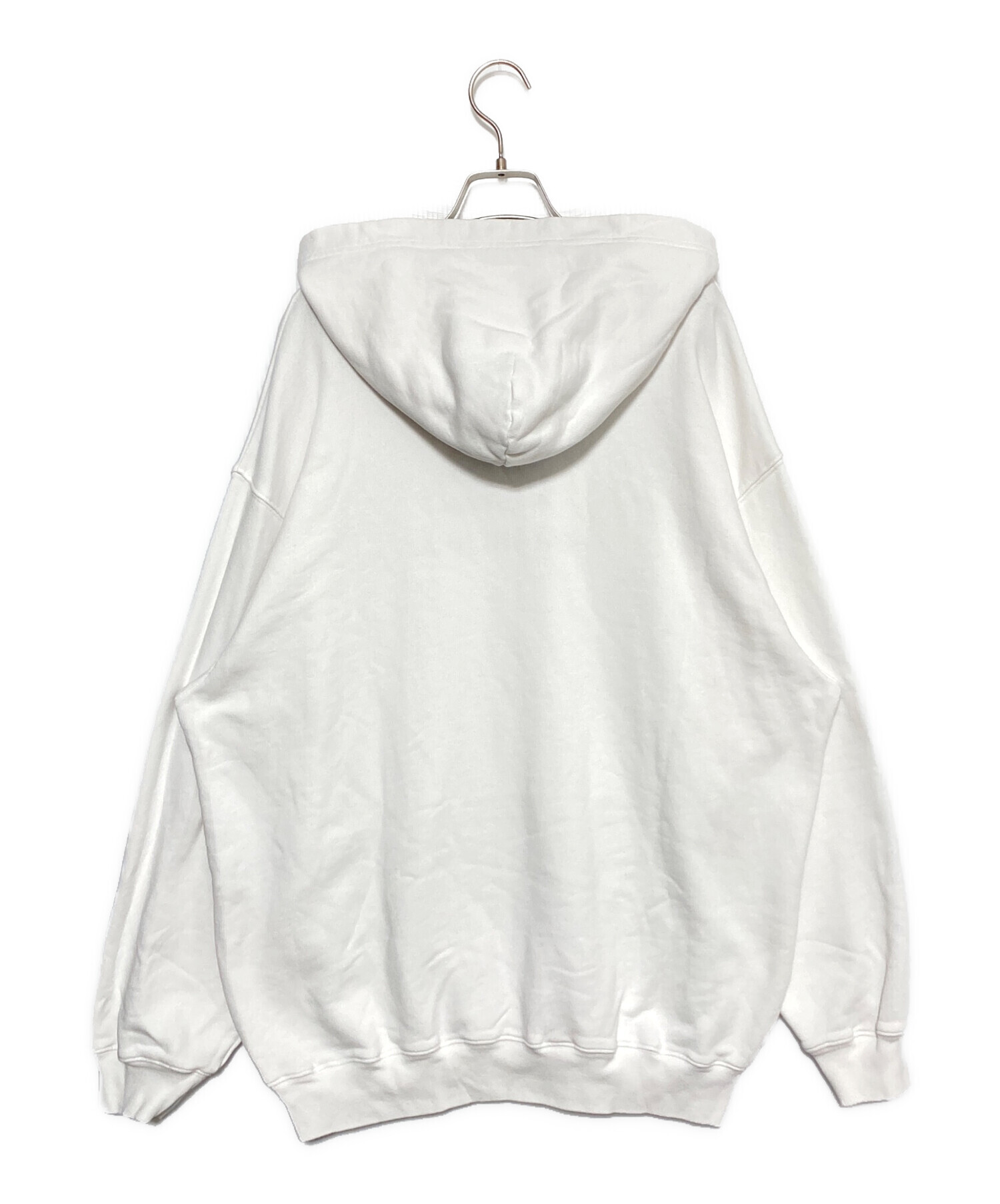 BALENCIAGA 逆ロゴ コットン フーディ パーカー ホワイト 中古・古着通販】BALENCIAGA (バレンシアガ) ロゴパーカー