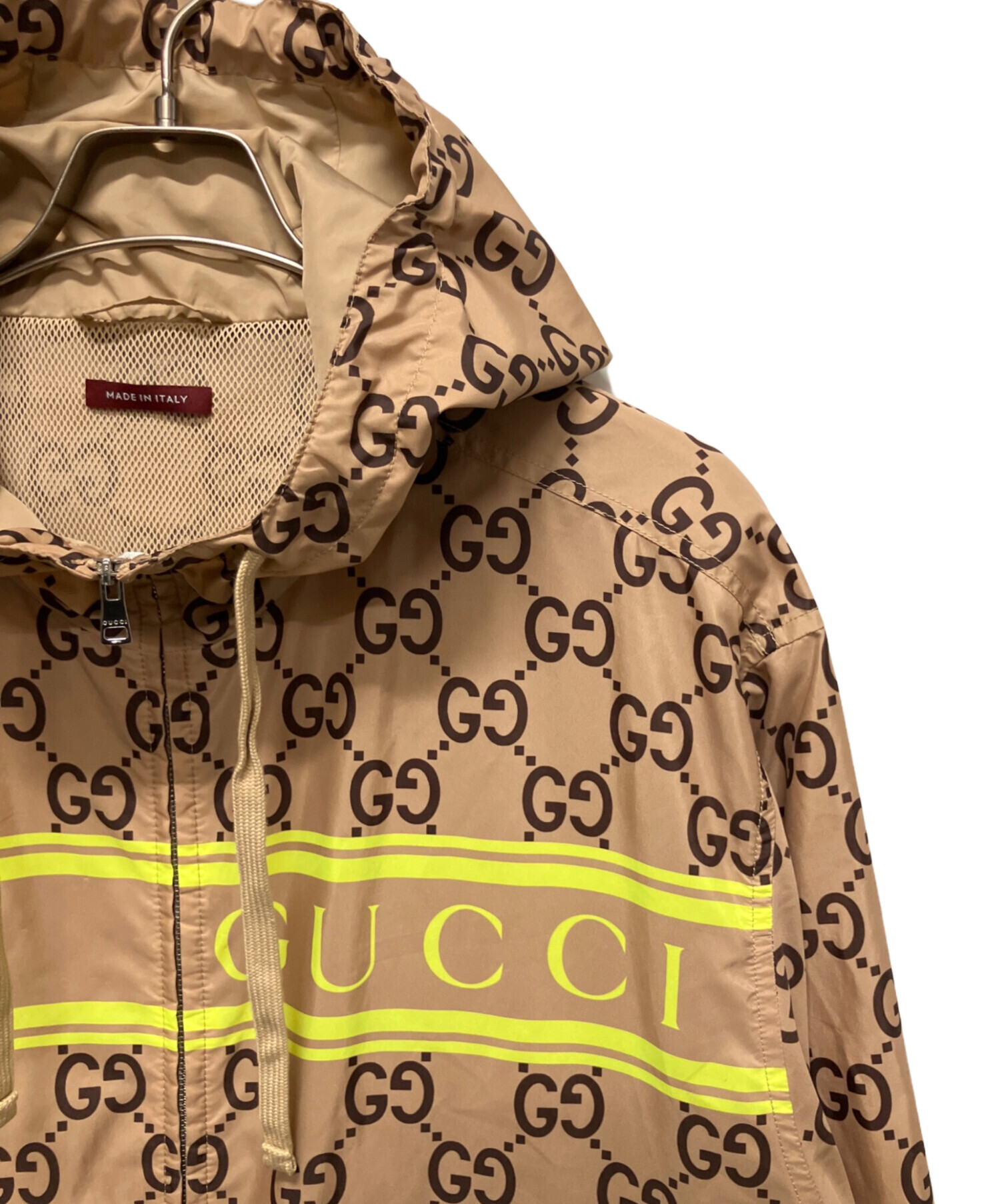 グッチフード付きジャケット 中古・古着通販】GUCCI (グッチ) ライトナイロン GGフードジャケット