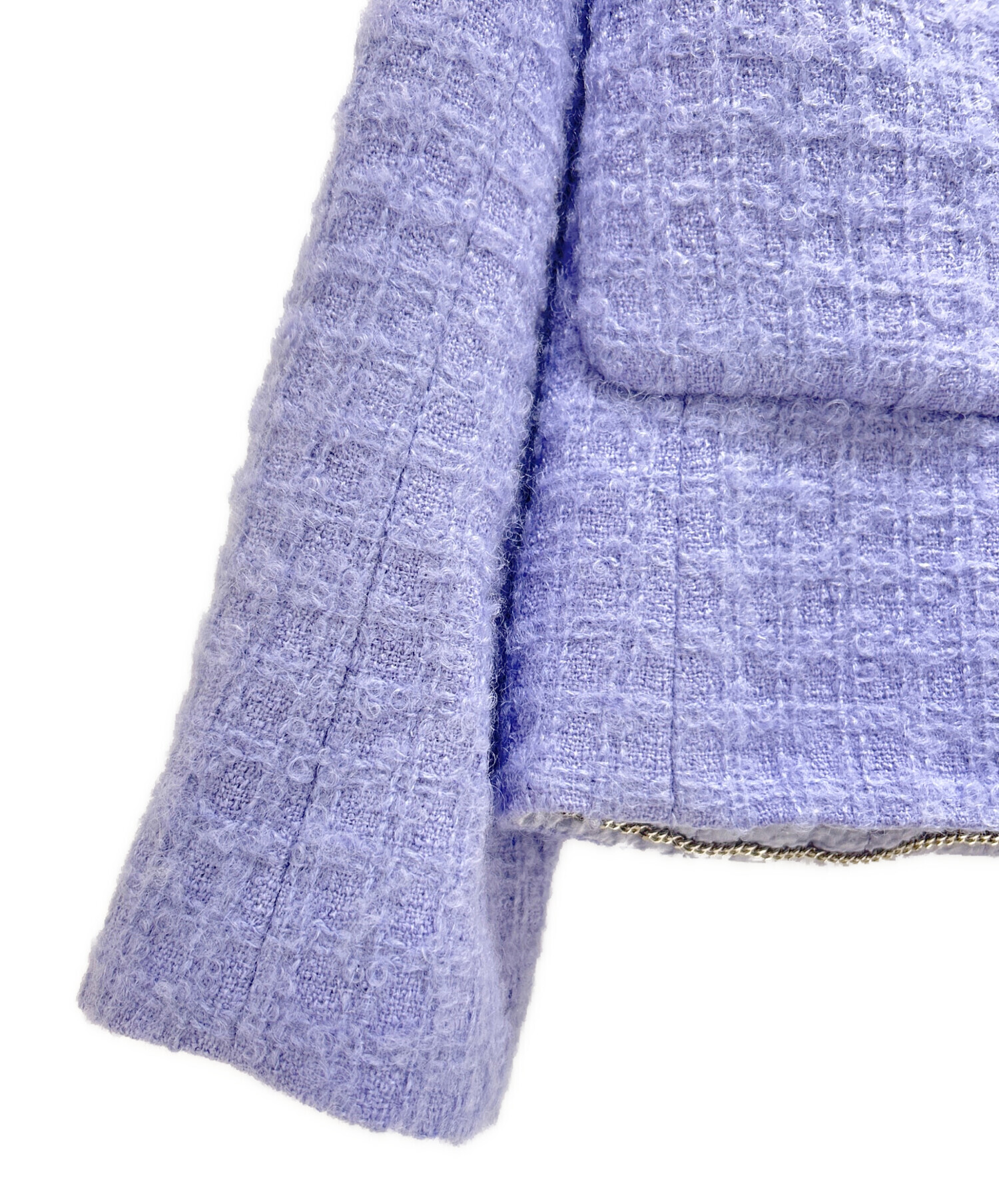 美品 シャネル 95A ココボタン ツイード ジャケット パープル 総ココマーク 美品 シャネル 95A ココボタン ツイード ジャケット パープル 総