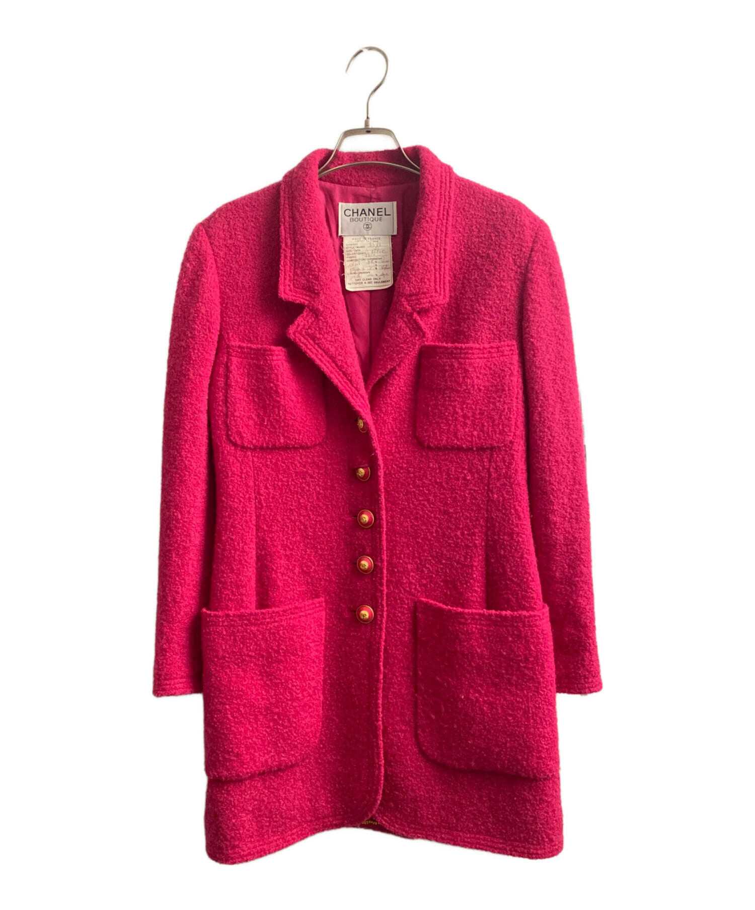 シャネル　美品　秋春コート　ロングジャケット 中古・古着通販】CHANEL (シャネル) ココボタンツィードロング
