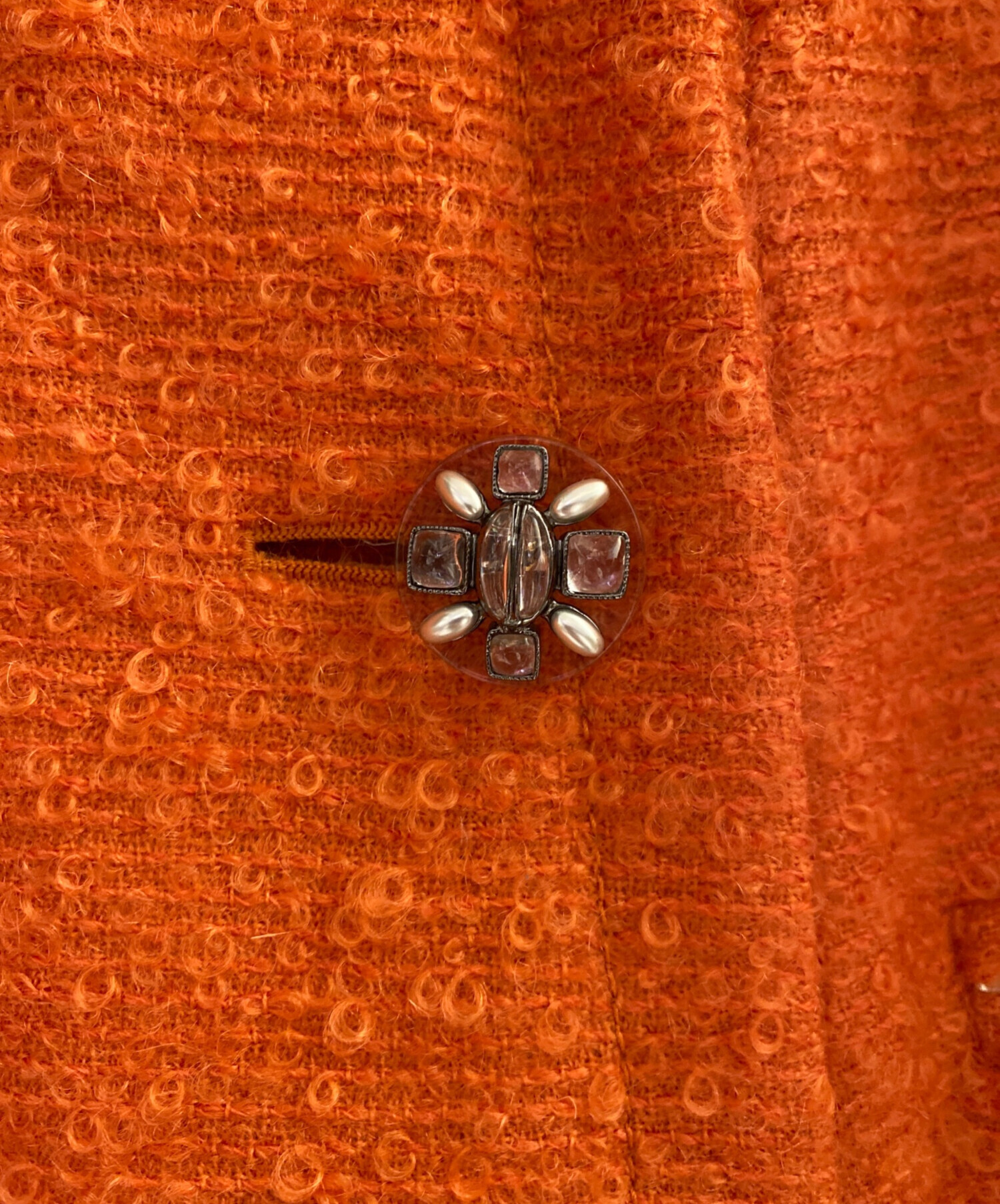 中古・古着通販】CHANEL (シャネル) ツイードダブルコート オレンジ