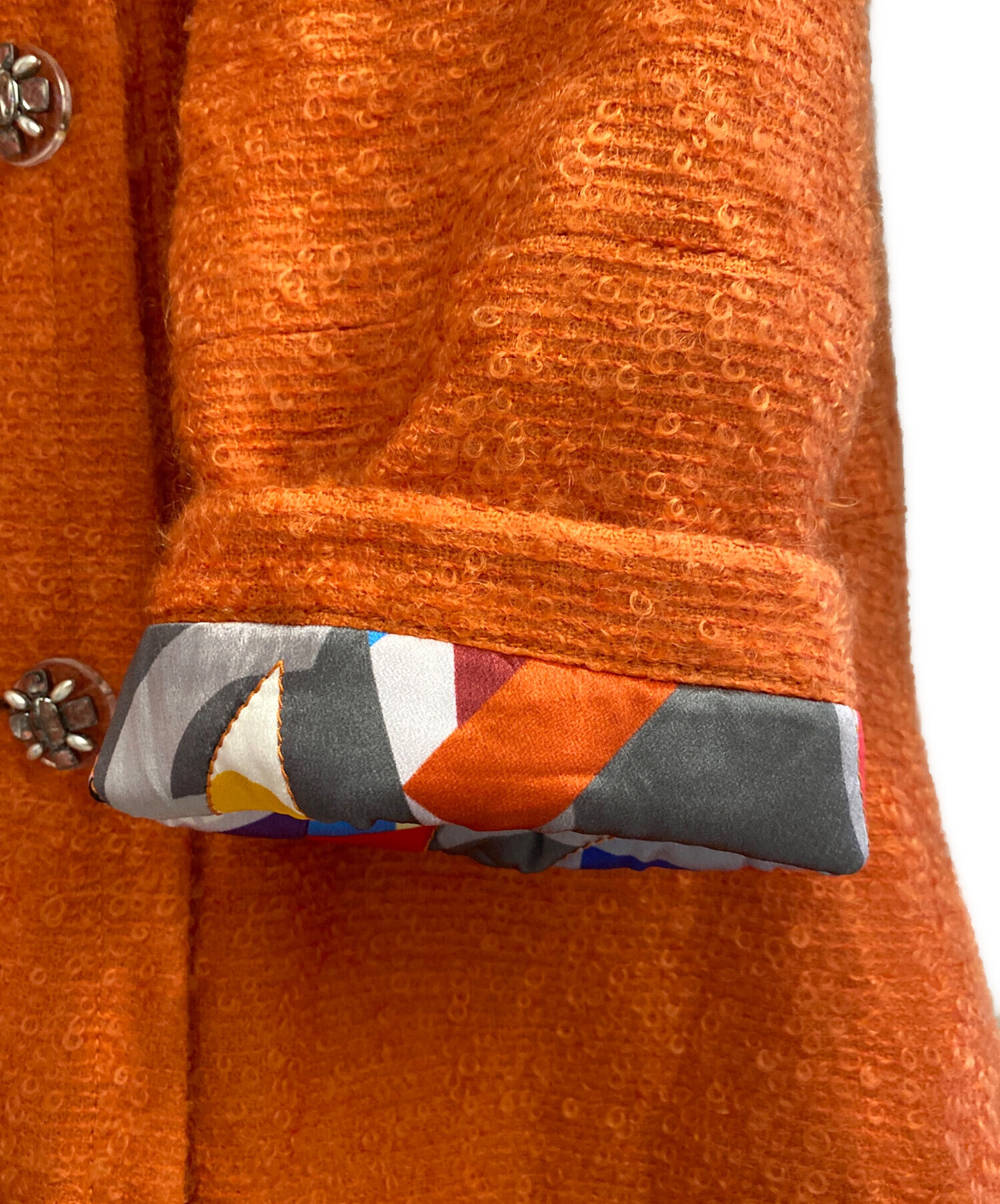 CHANEL　ツイード ダブルブレスト チェスターコート 中古・古着通販】CHANEL (シャネル) ツイードダブルコート オレンジ