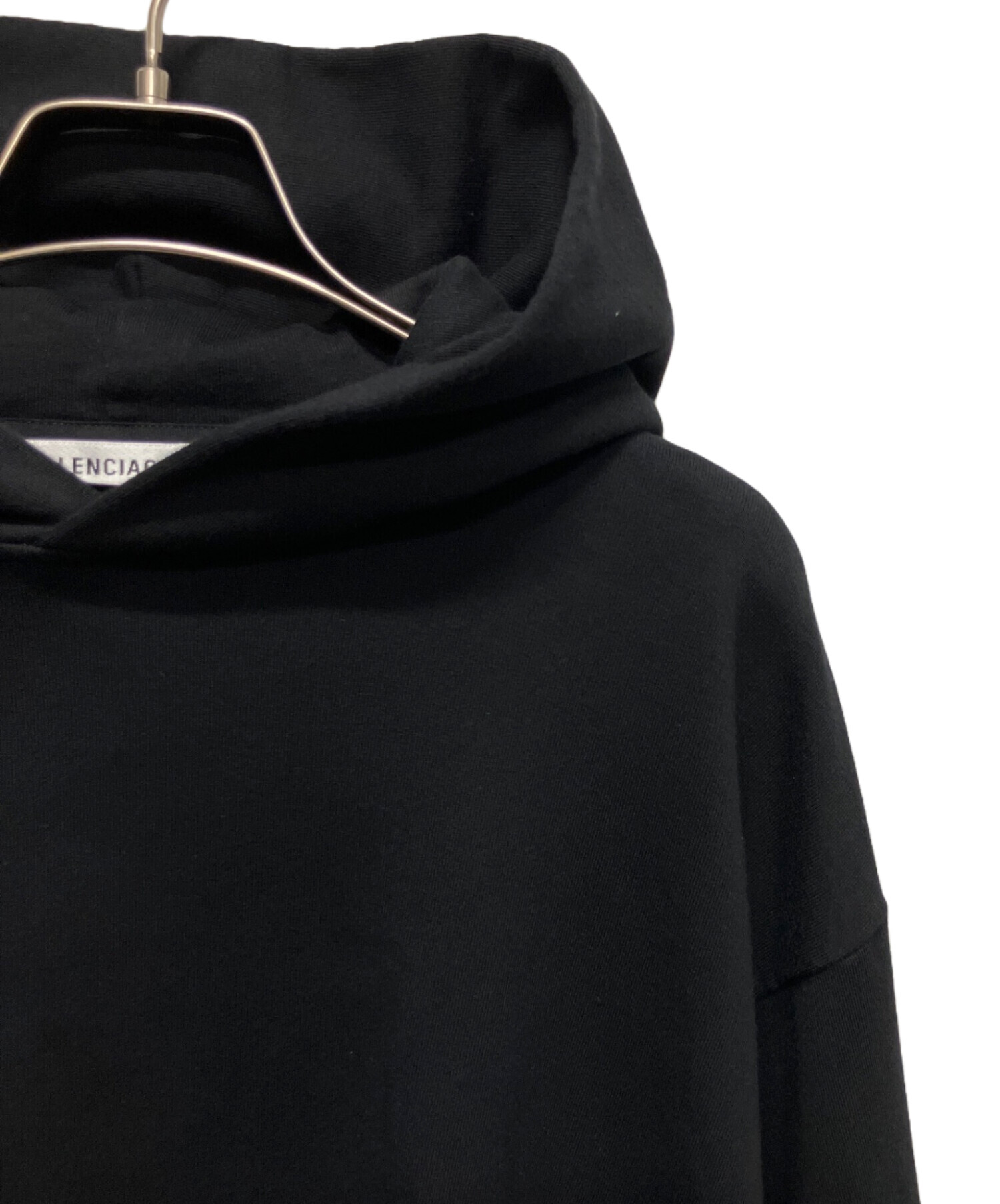 バレンシアガ　Sサイズ　ビッグロゴ　黒　パーカー 中古・古着通販】BALENCIAGA (バレンシアガ) スソロゴパーカー