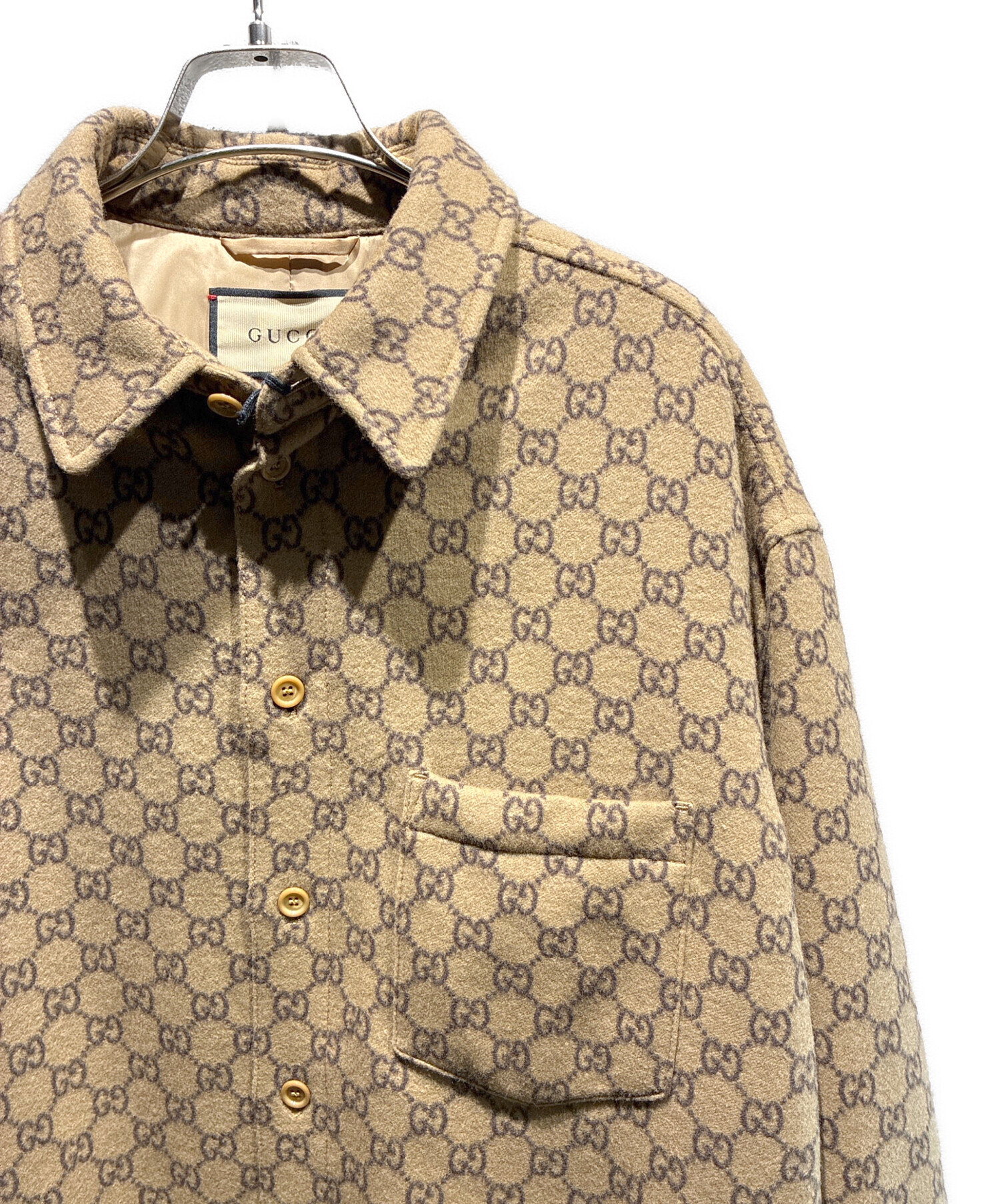 中古・古着通販】GUCCI (グッチ) GGシャツジャケット ブラウン サイズ