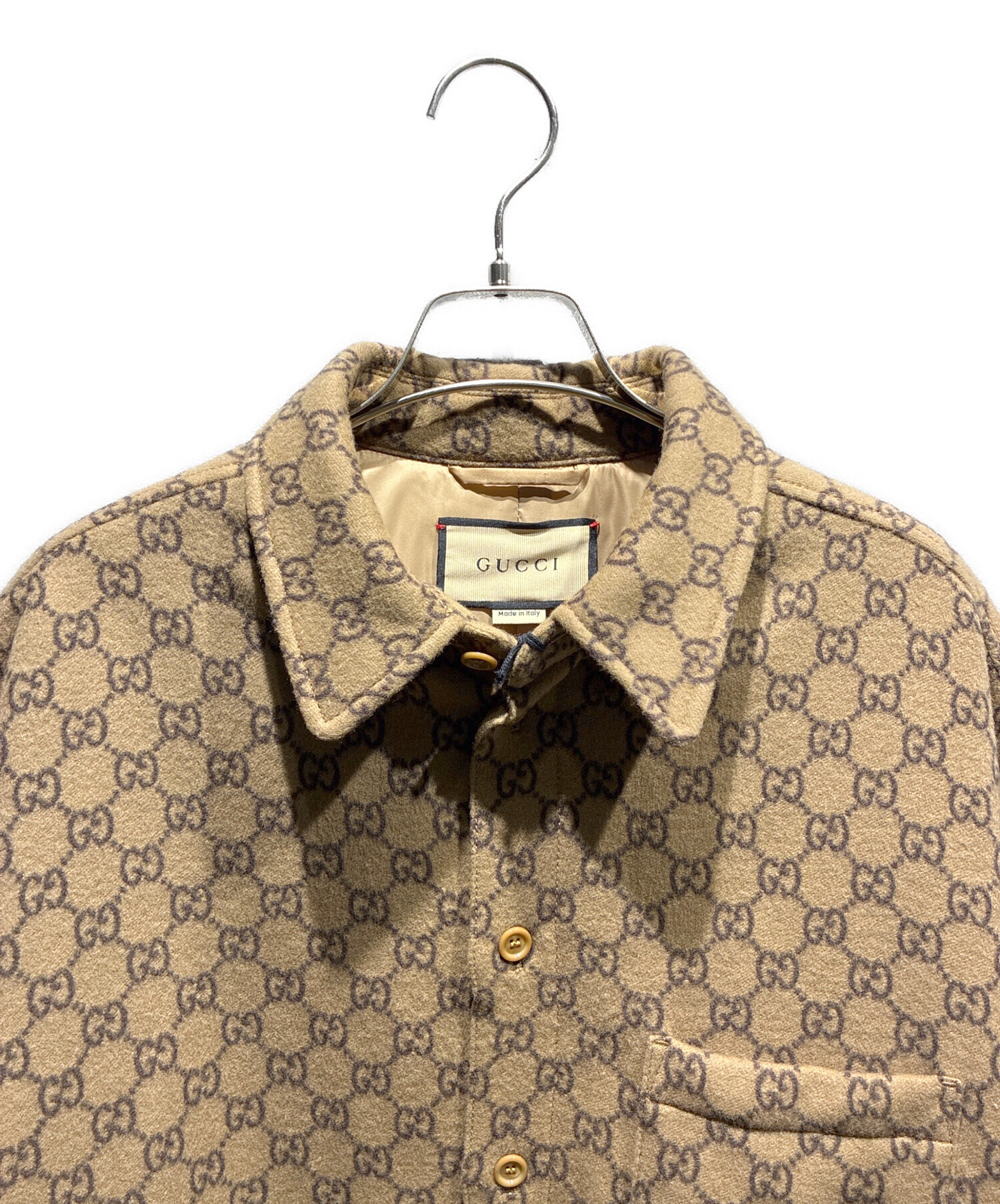 中古・古着通販】GUCCI (グッチ) GGシャツジャケット ブラウン サイズ