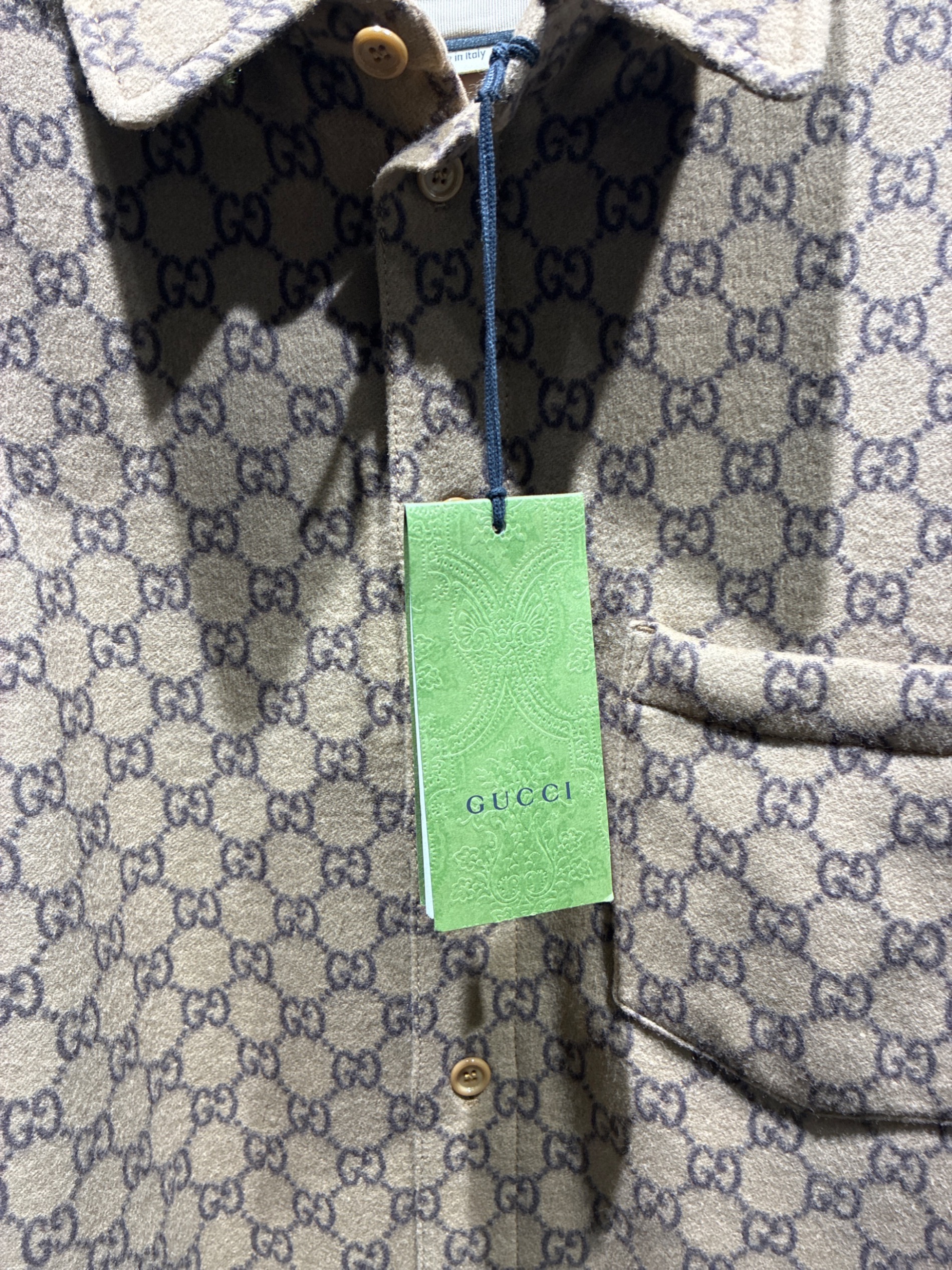 中古・古着通販】GUCCI (グッチ) GGシャツジャケット ブラウン サイズ